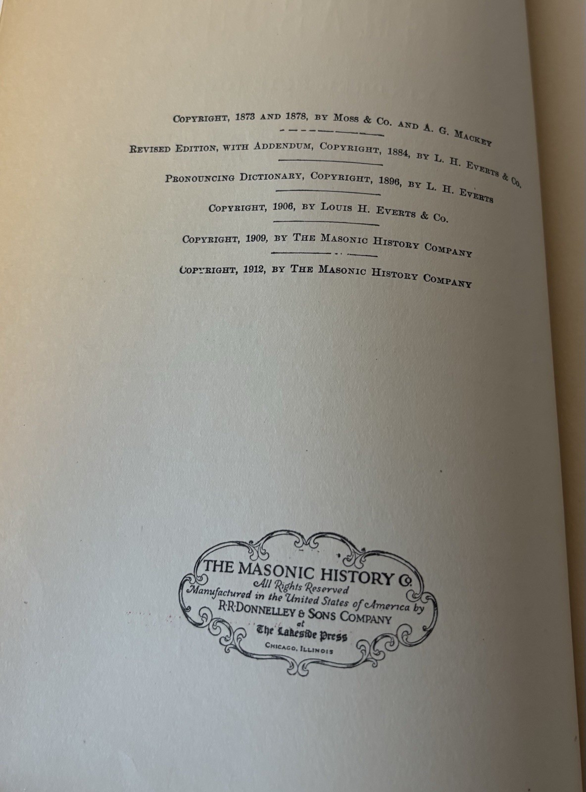1921 Mackey Encyclopedia of Freemasonry Vol 1 Masonic History Co. Illustrated