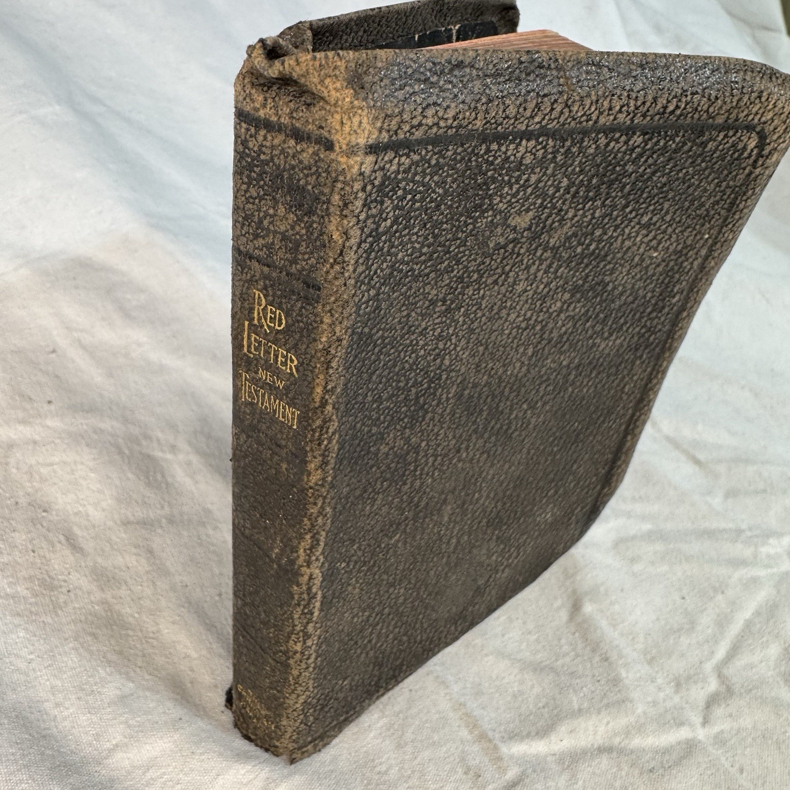 Antique Red Letter New Testament The Christian Herald Leather Holy Bible 4”x6”