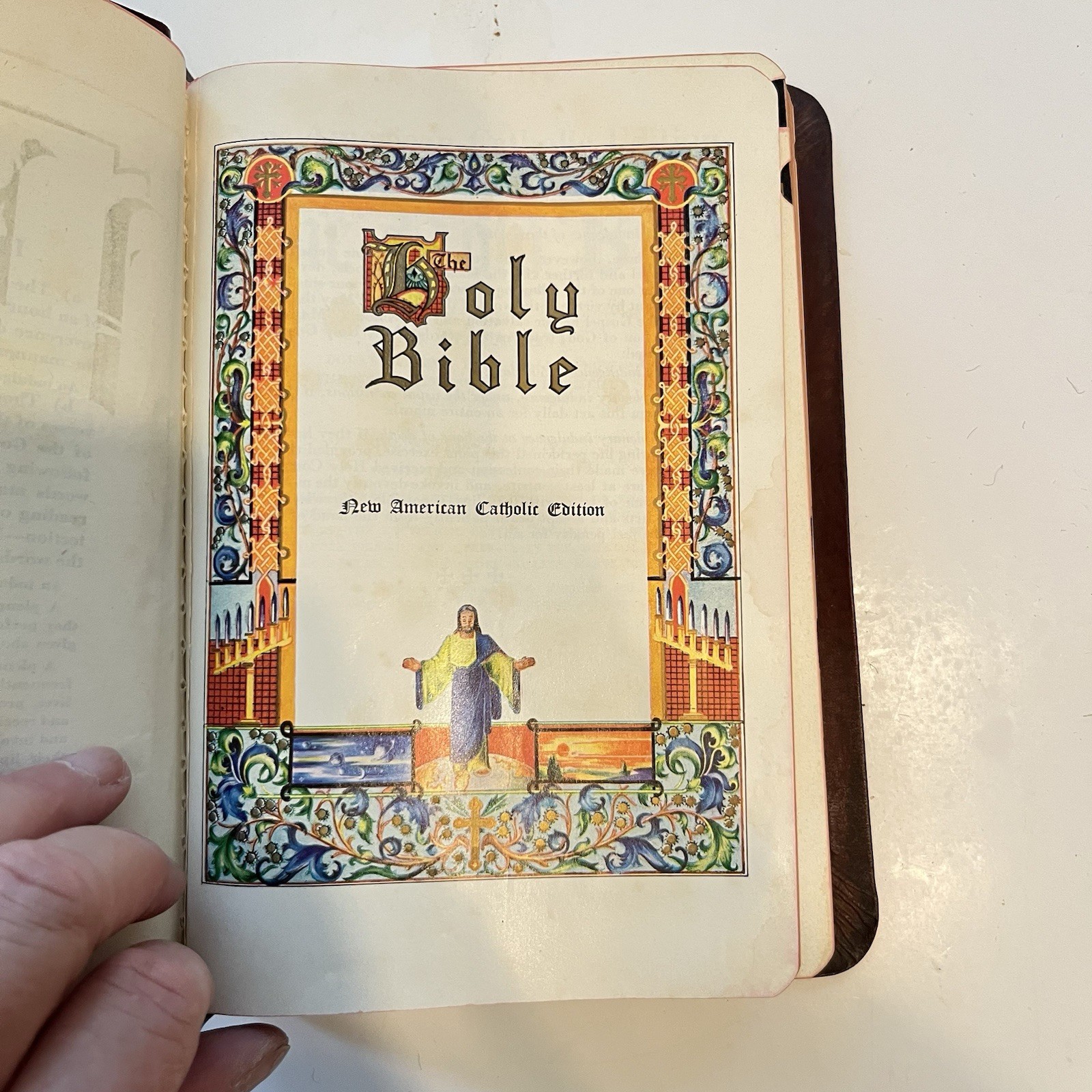 Embossed Leather Holy Bible Light of the World Edition (Catholic Edition) 1952