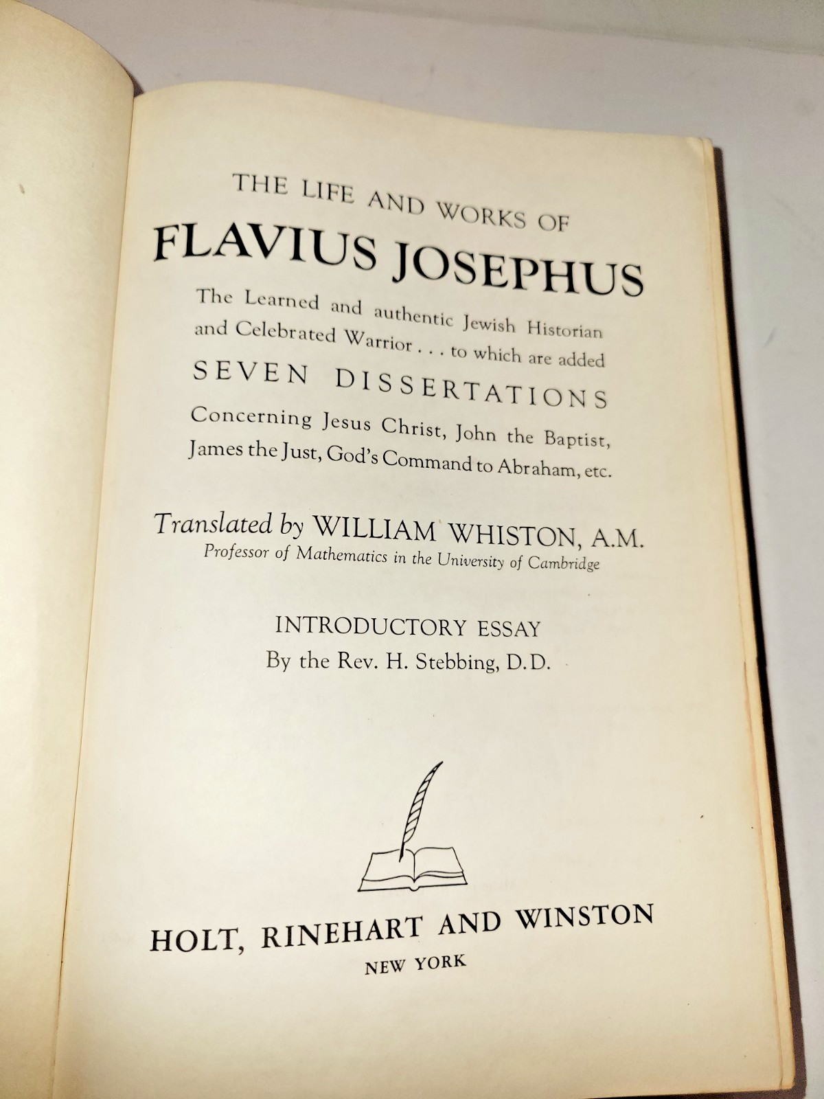 THE LIFE AND WORKS OF JOSEPHUS Translated By William Whiston ILLUSTRATED No Date