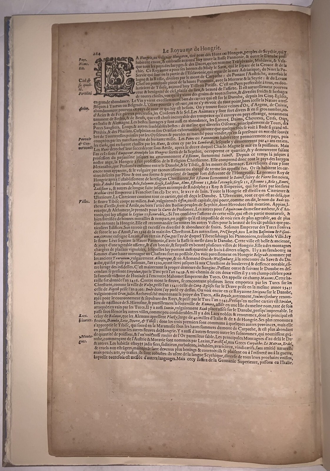 1619, Leaf from the Mercator-Hondius World Atlas, Hand Colored Map of Hungary