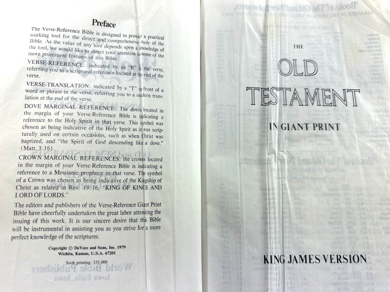 1979 Holy Bible Concordance KJV Giant Print Red Letter Indexed World Bible