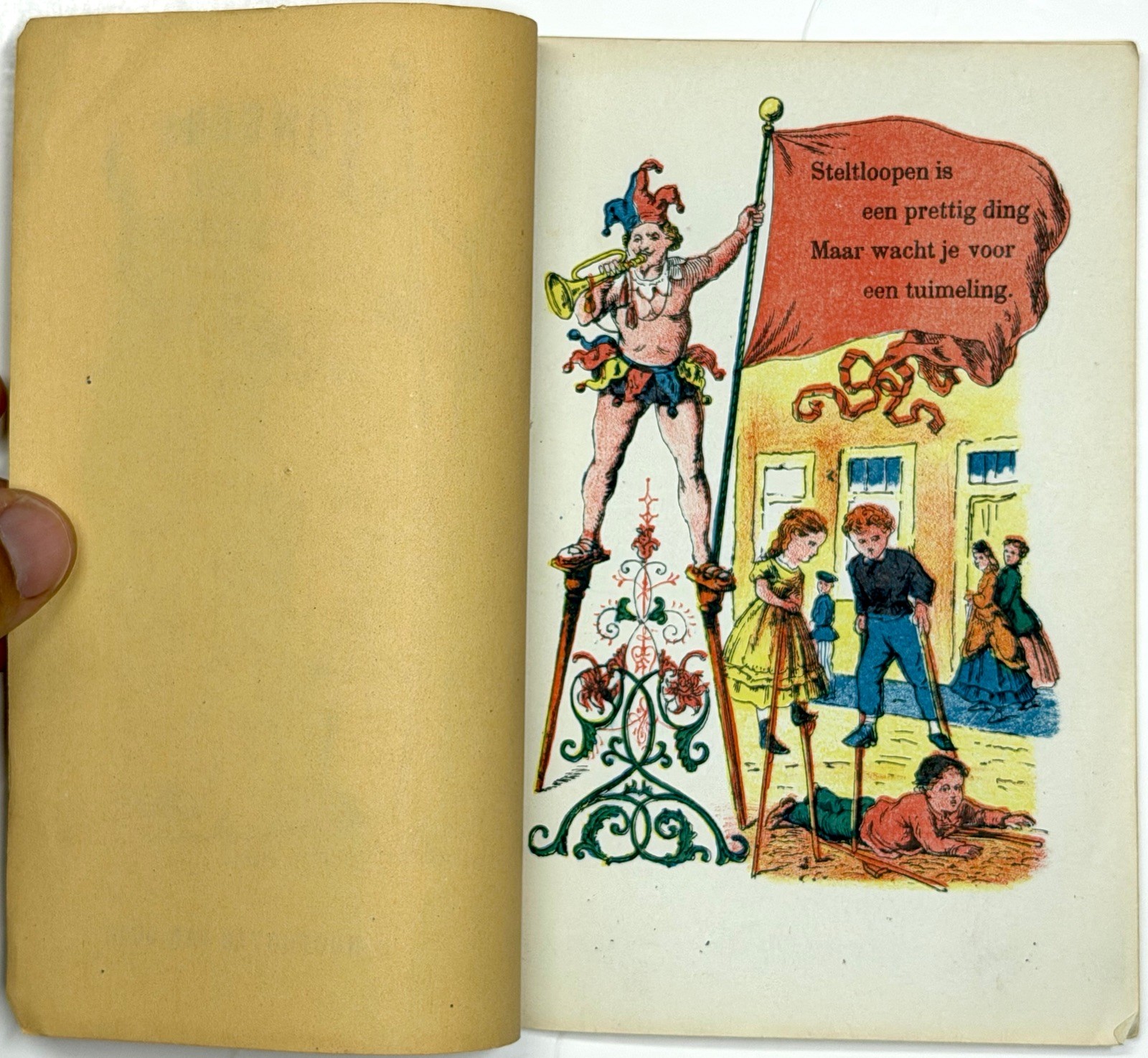 1860 JONGENS MEISJES SPELEN DUTCH CHILDRENS COLOR LITHO BOOKLET LEIDEN NOOTHOVEN