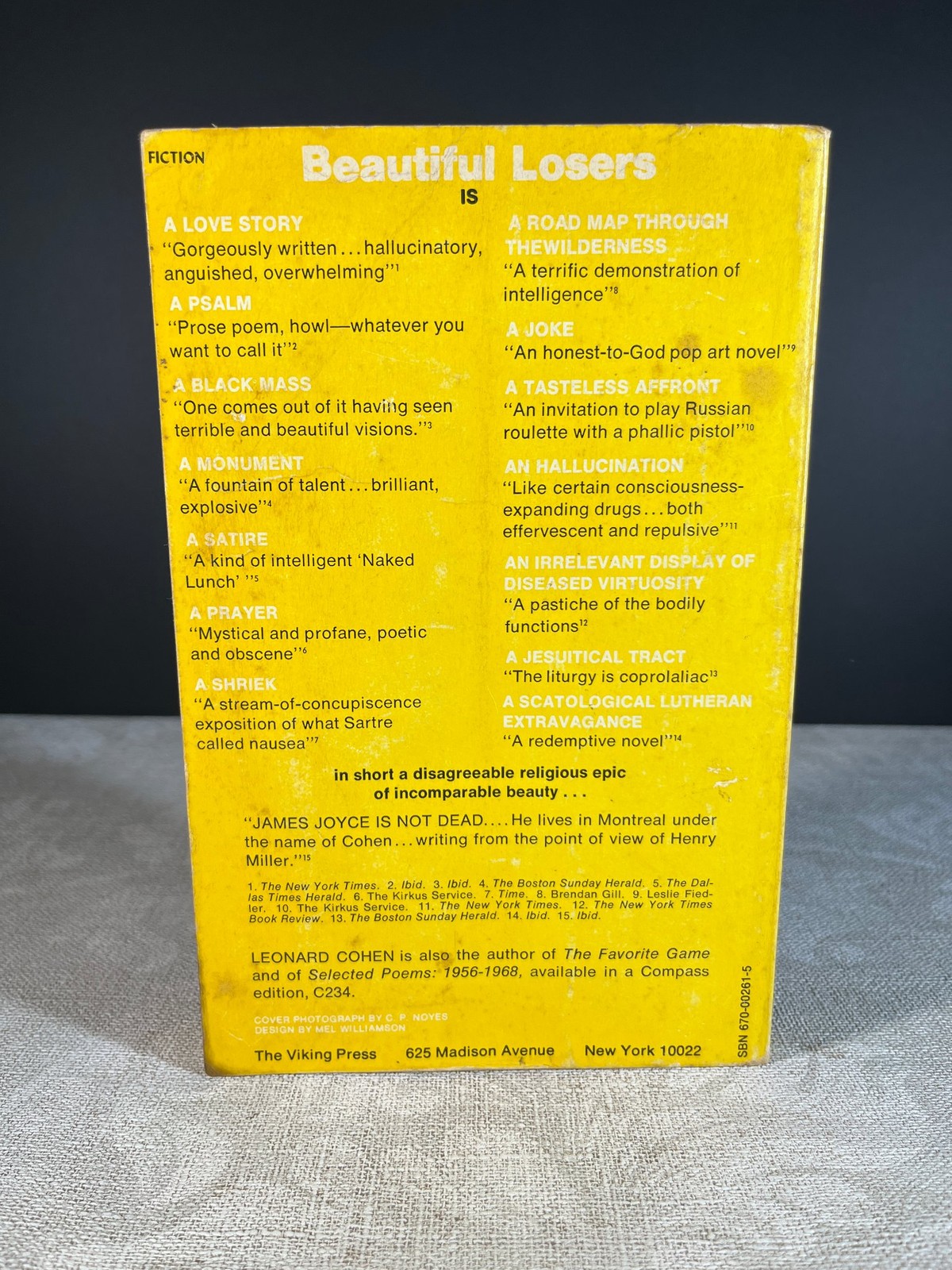 1969 Beautiful Losers by Leonard Cohen Paperback The Viking Press