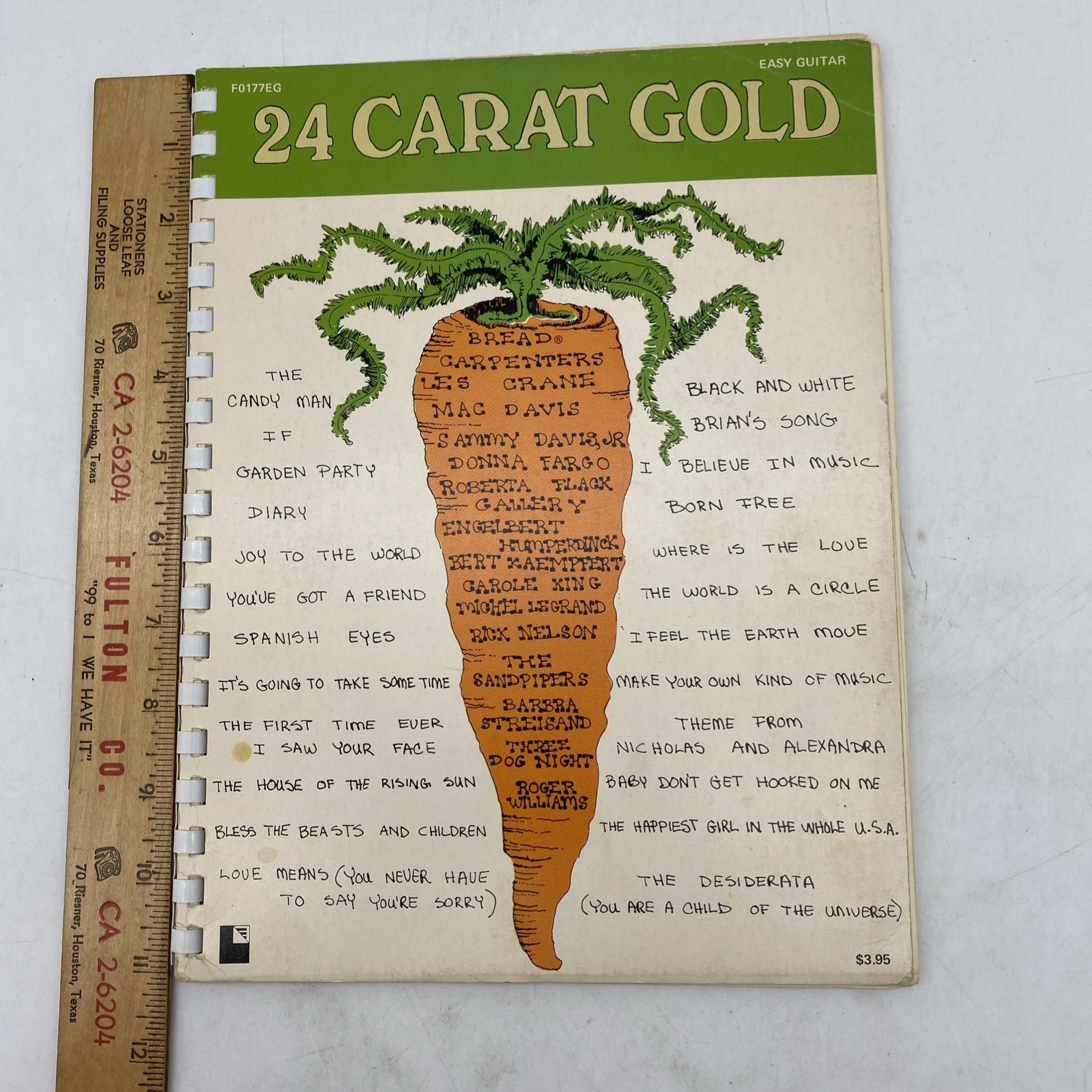 24 Carat Gold Easy Guitar Song Book 1973 Plastic Spiral Paperback