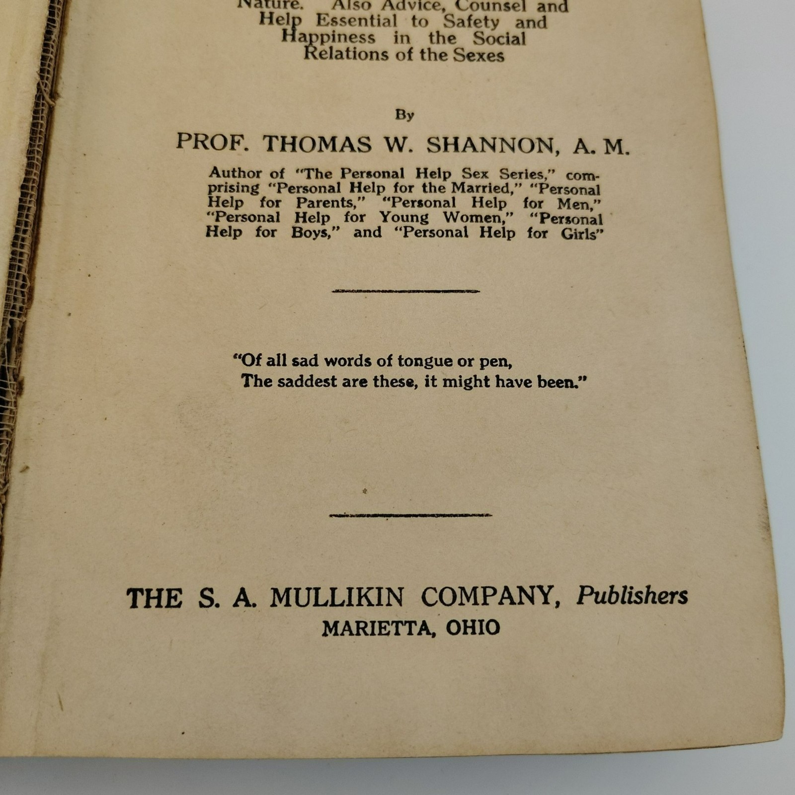 1918 Personal Help for Men Antique Self Help Book Thomas Shannon Vintage Advice