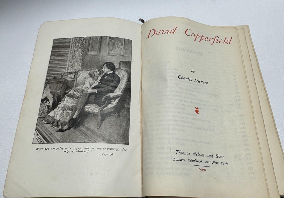Antique Charles Dickens Book Lot Hard Times & David Copperfield Thomas Nelson
