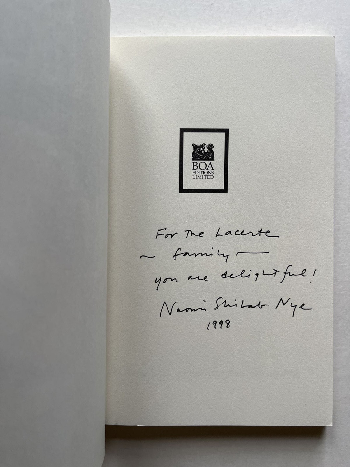 Naomi Shihab Nye / Fuel inscribed Signed 1st Edition 1998