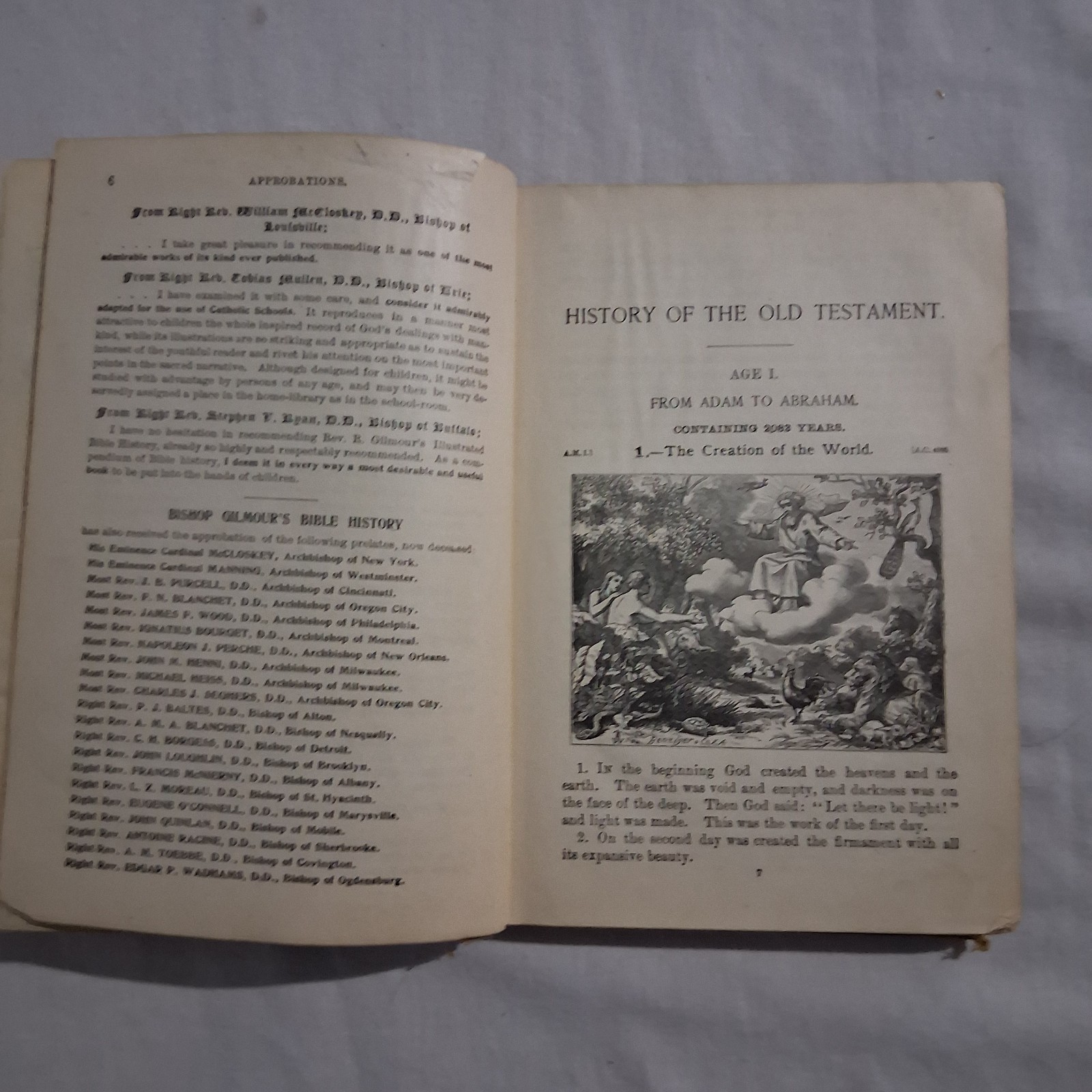 Antq Bible History 1904 Benziger Brothers Old & New Testament + Church History