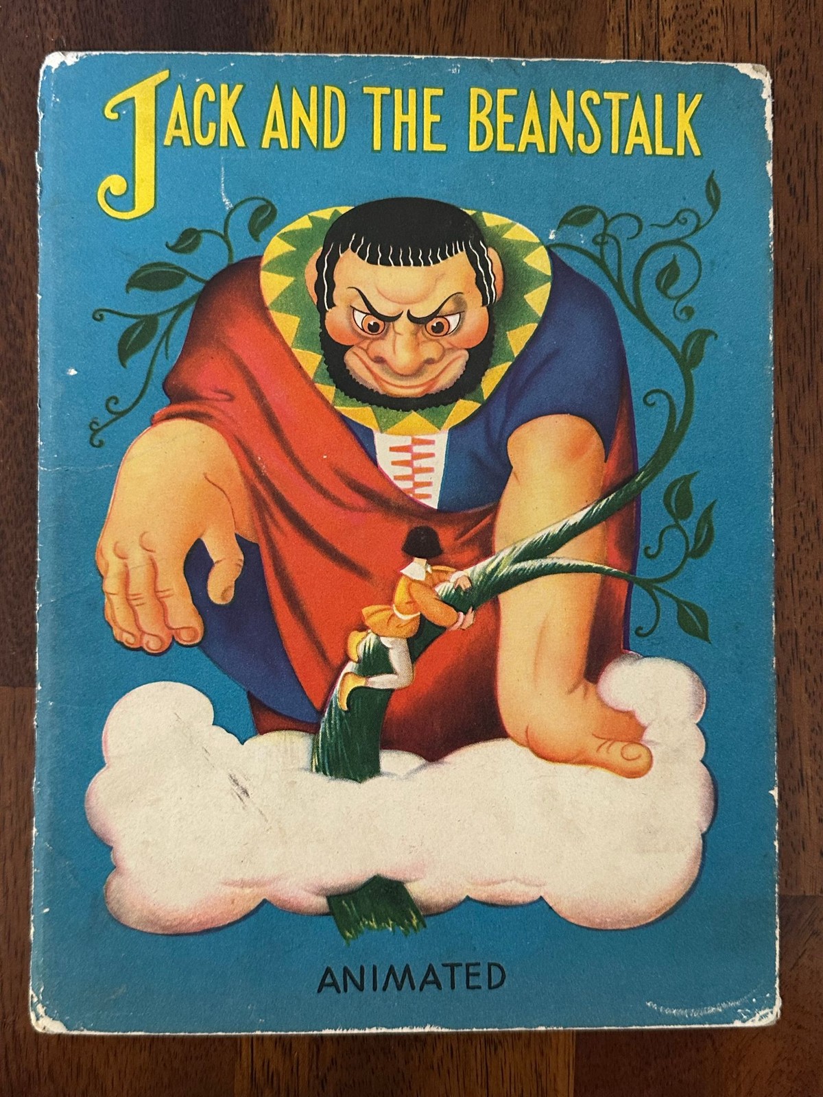 Jack and the Beanstalk Animated Vintage Childrens Story Book Blue Illustrated