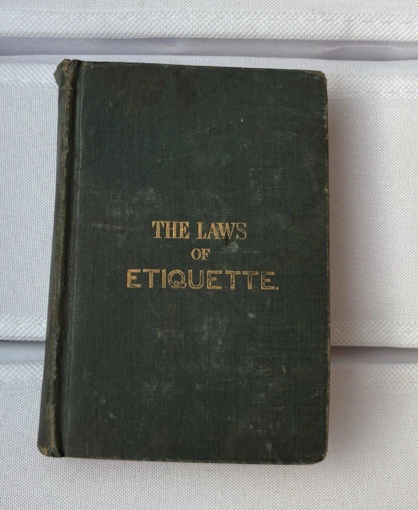Antique 1836 Laws of Etiquette Book 2nd Ed NYC School Prize Plate Bleecker St