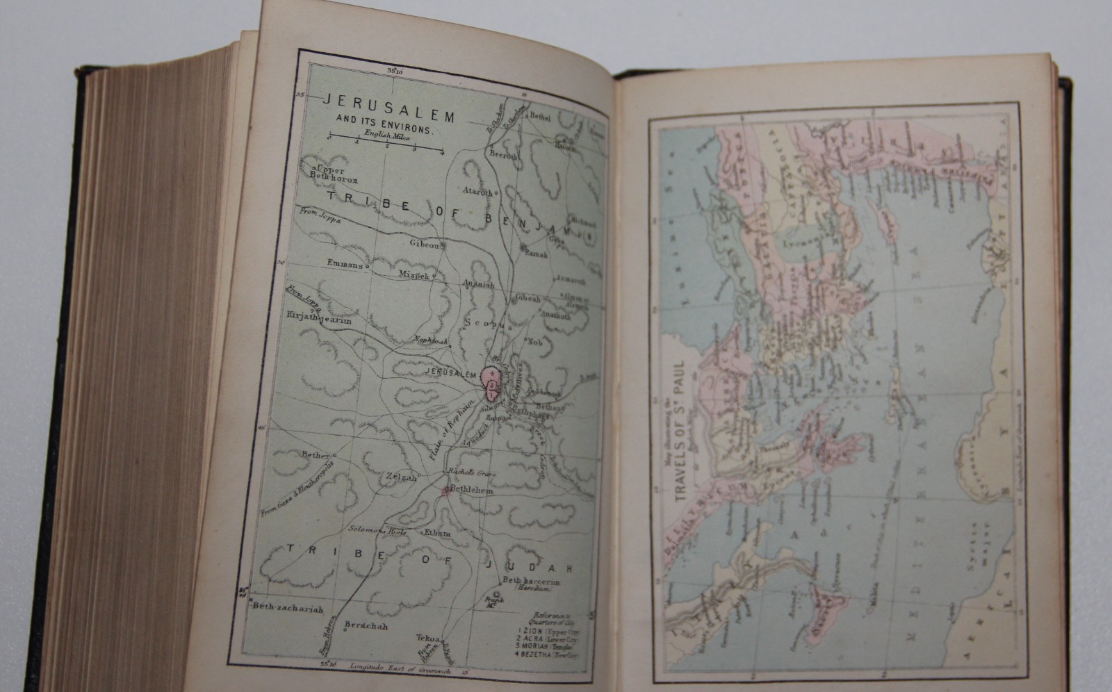 Bible 1884 Colour Maps Embossed Leather Boards Walton, F. M.