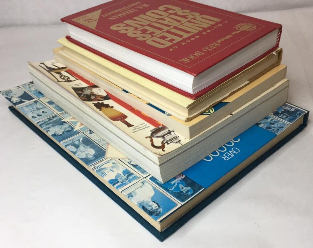Lot of 5 Antiquing Books: Price Guide Coins Fames Roadshow Baseball Cards
