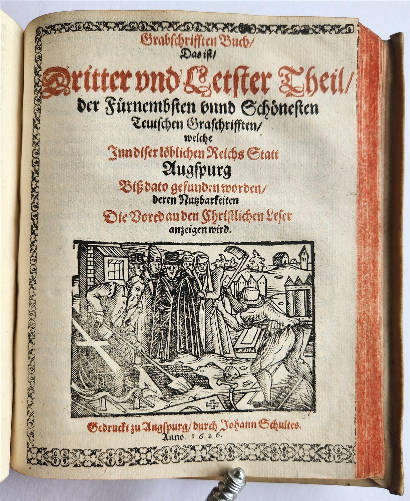 1624 FUNERAL INSCRIPTIONS – EPITAPHS in AUGSBURG GERMANY antique VELLUM BINDING
