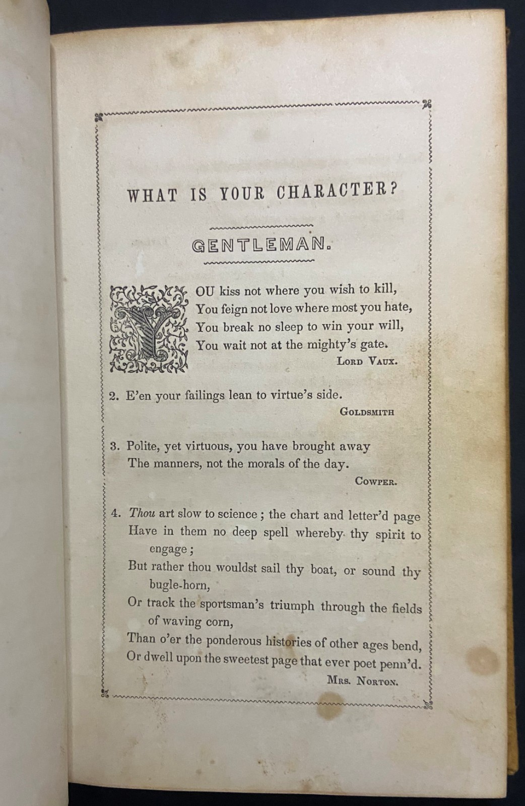 1845 ORACLES FROM THE POETS Antique Victorian Fortune Telling Parlor Game GILMAN