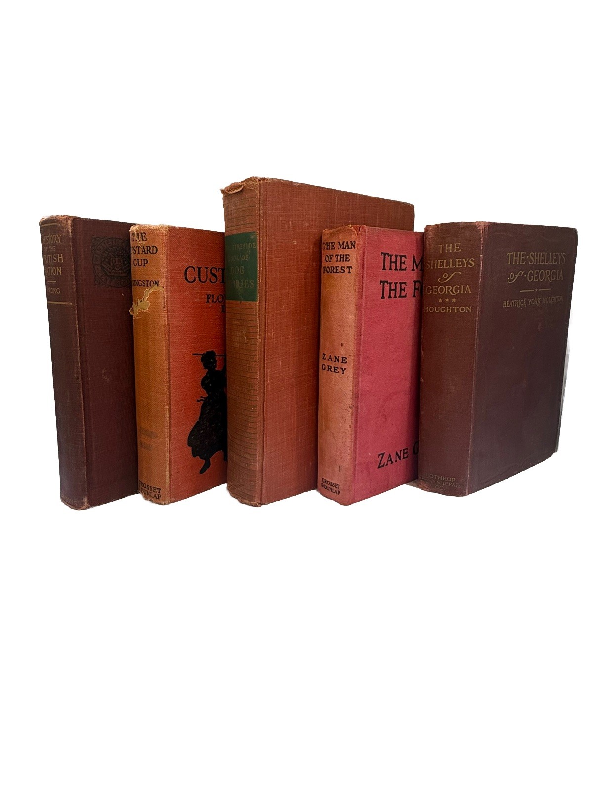 OLD Book Lot of 5 -“Shades of Red”Vintage Antique Rare Hardcover Various Size Os