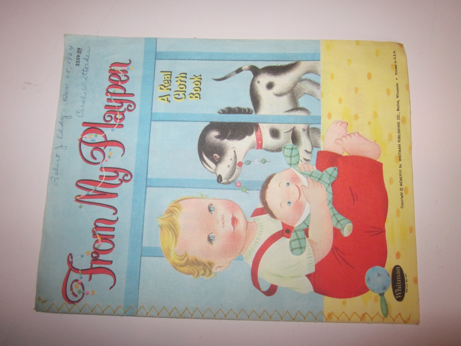 1958 From My Playpen A Real Cloth Book 2258-29 Whitman Publishing Co. Good