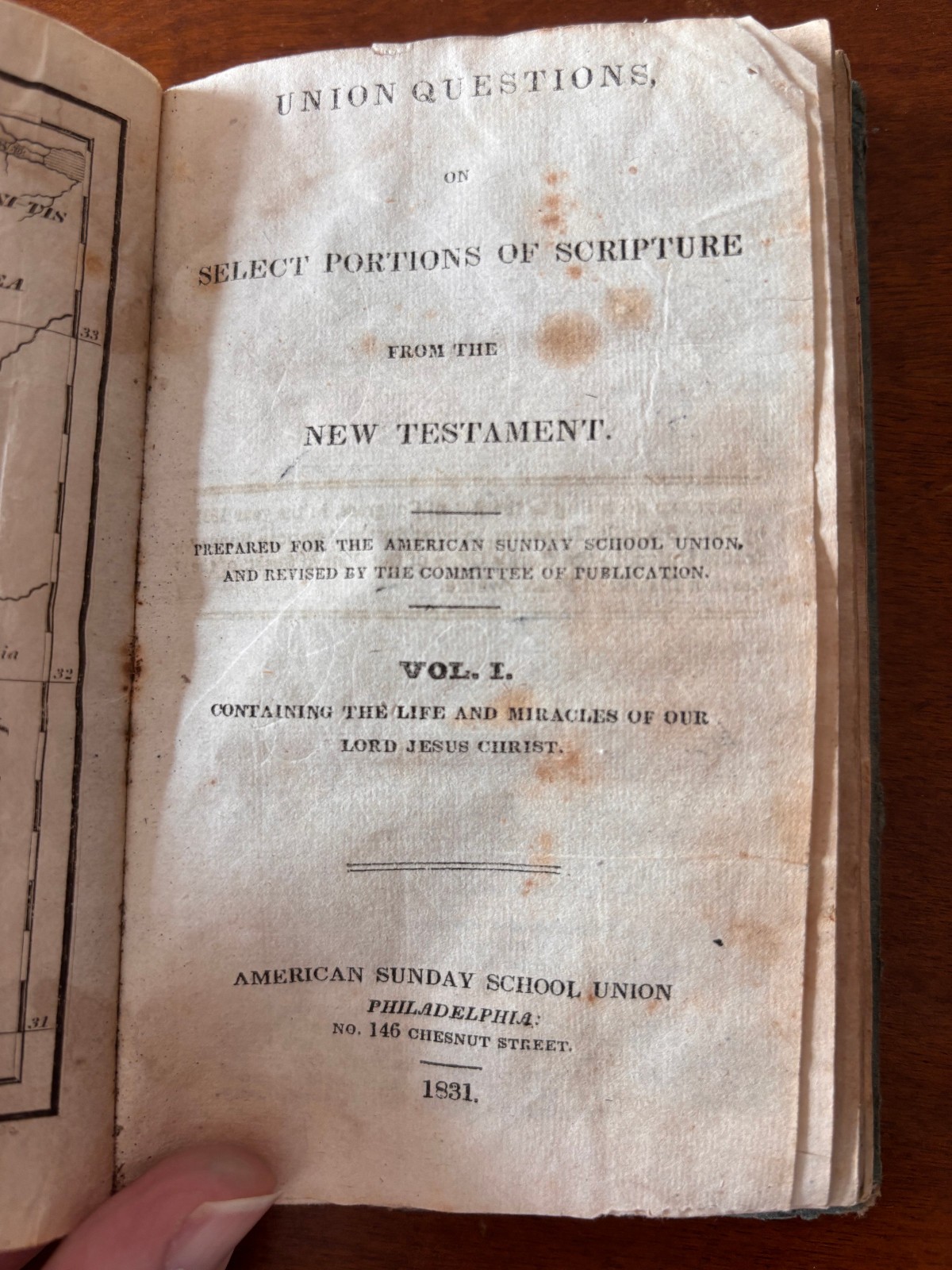 Antique Book 1831 American Sunday School Union Scripture Questions New Testament