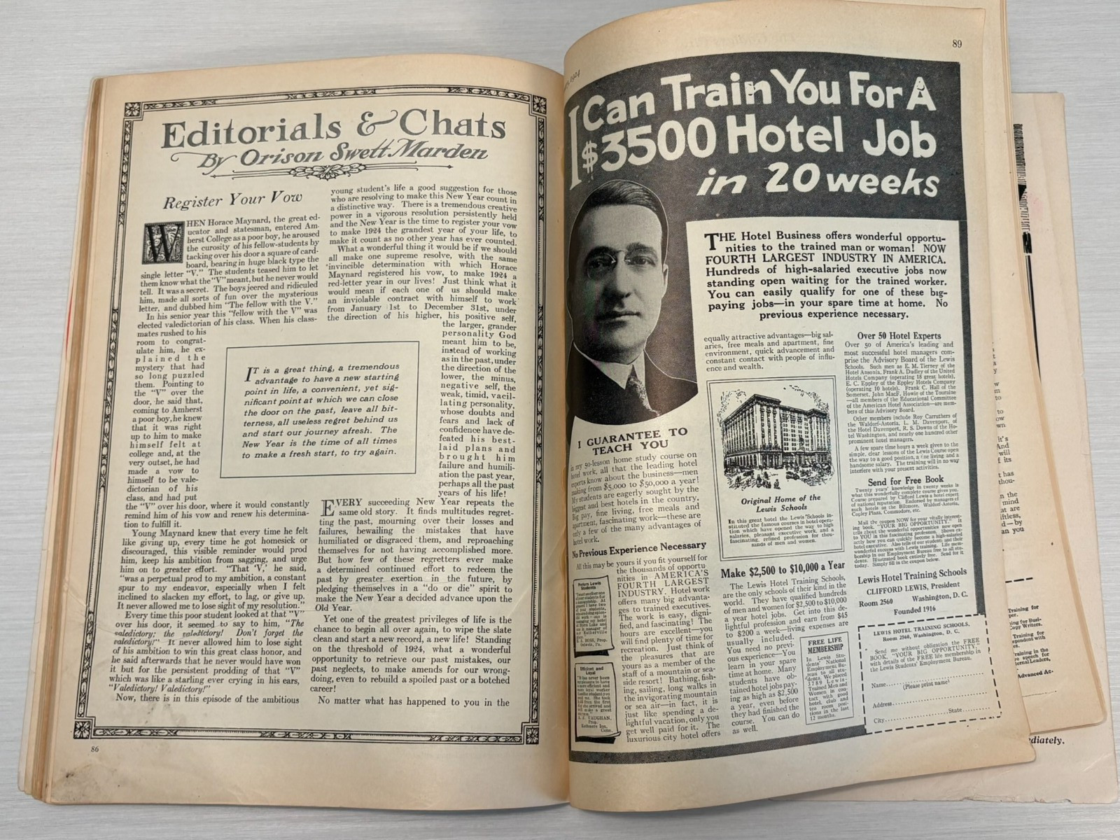 SUCCESS Magazine January 1924 Orison Swett Marden Final Year Haanel Master Key