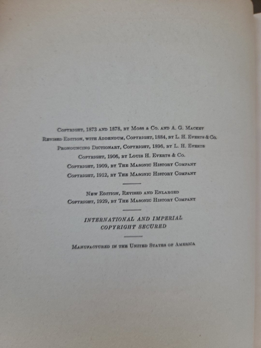 Mackey’s Revised Encyclopedia of Freemasonry – Volume 1 – 1929 Masonic