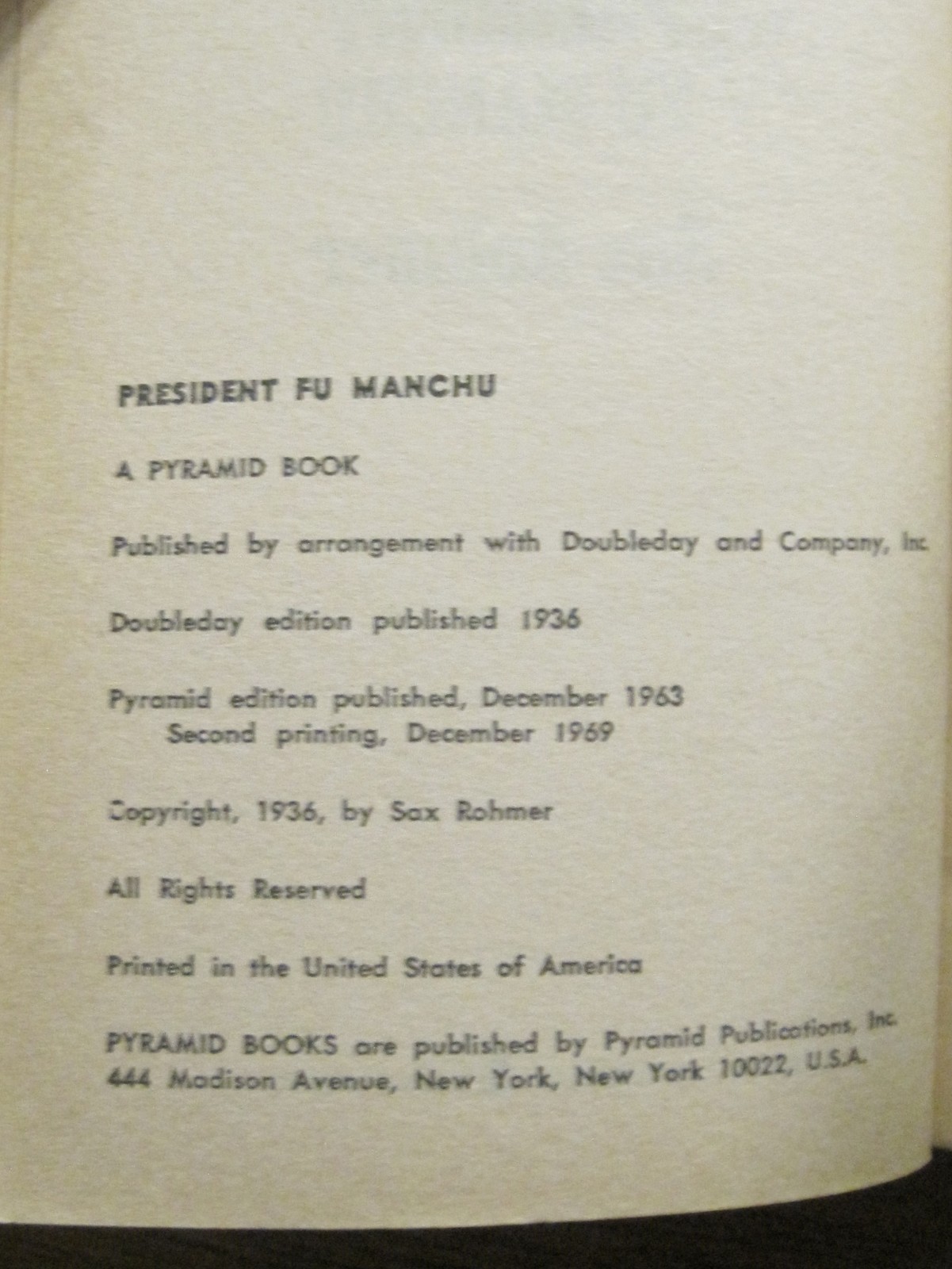 Vintage – Sax Rohmer FU MANCHU – 9 Pyramid Paperback Book Lot – Pulp Thrillers