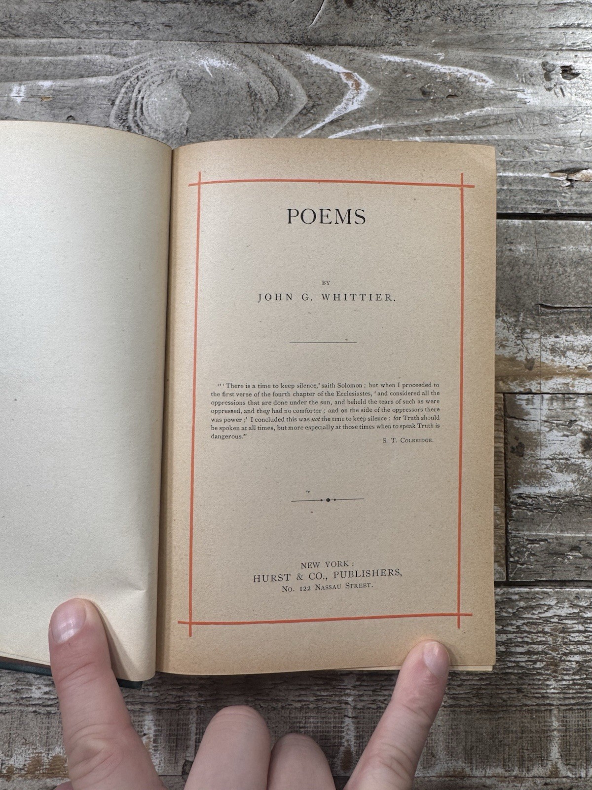 c. 1880’s Antique Poetry Book “Poems by John G. Whittier”