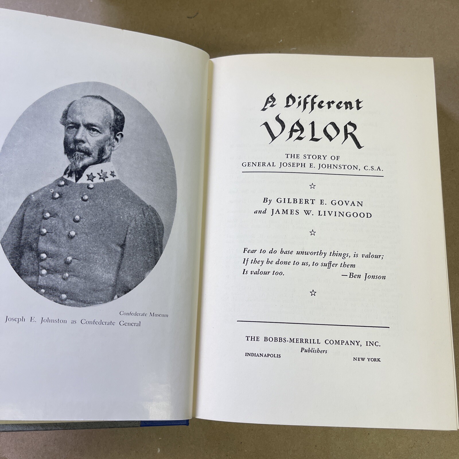 A Different Valor – The Story Of General Joseph E. Johnston By Gilbert E. Govan