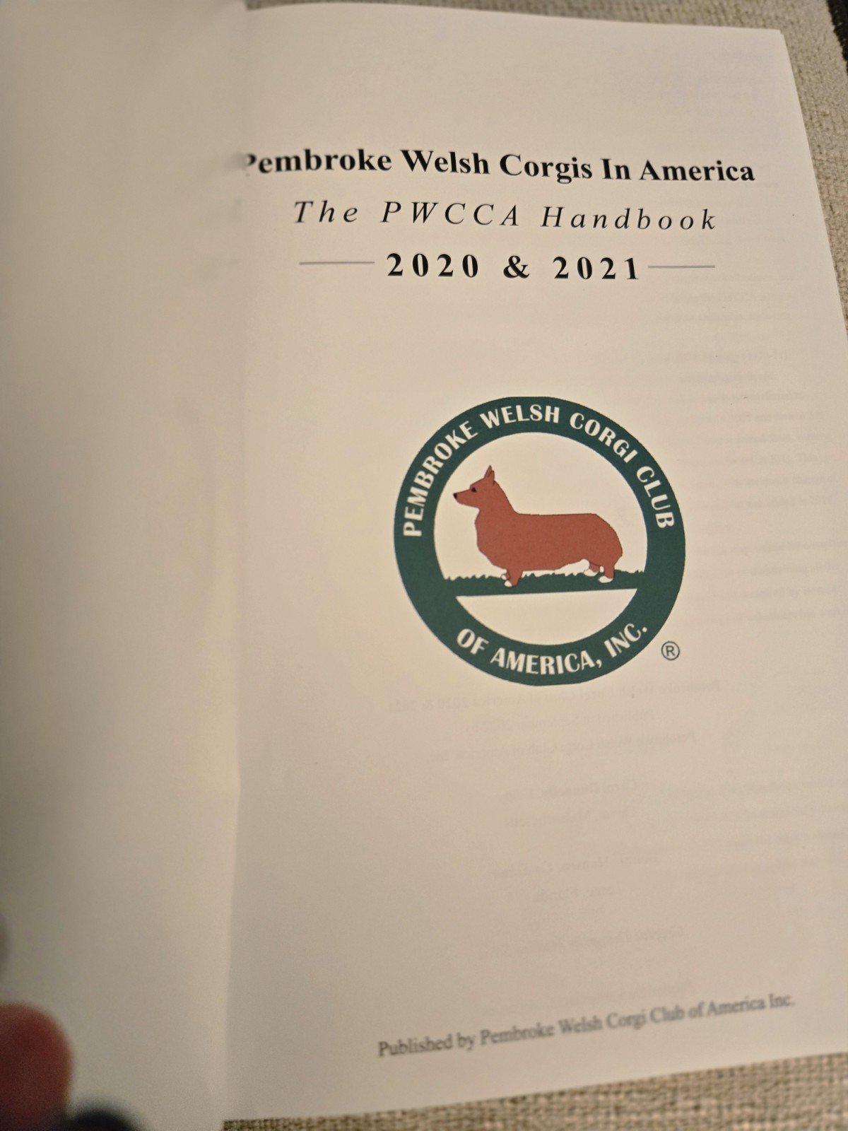 Pembroke Welsh Corgis In America Hardcover 2020 & 2021 PWCCA Handbook Club