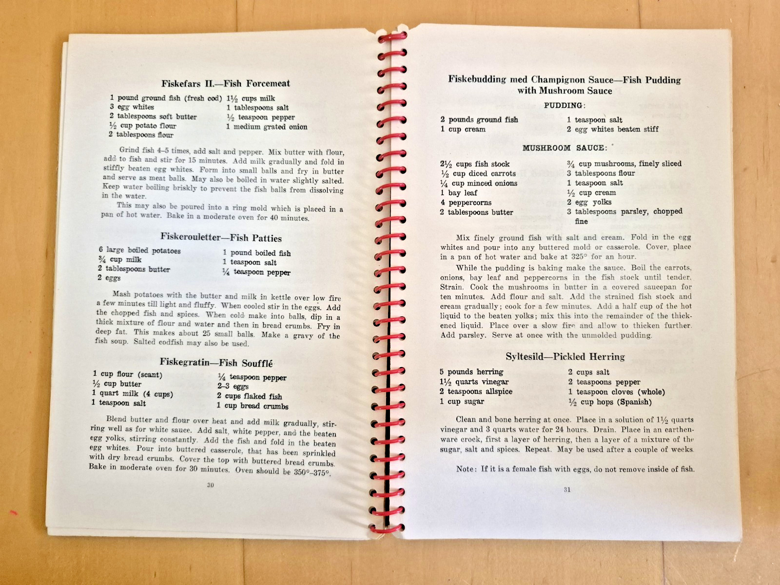 From Danish Kitchens Cookbook 1941 Vintage Cookbook Spiral Reading Copy DAMAGED
