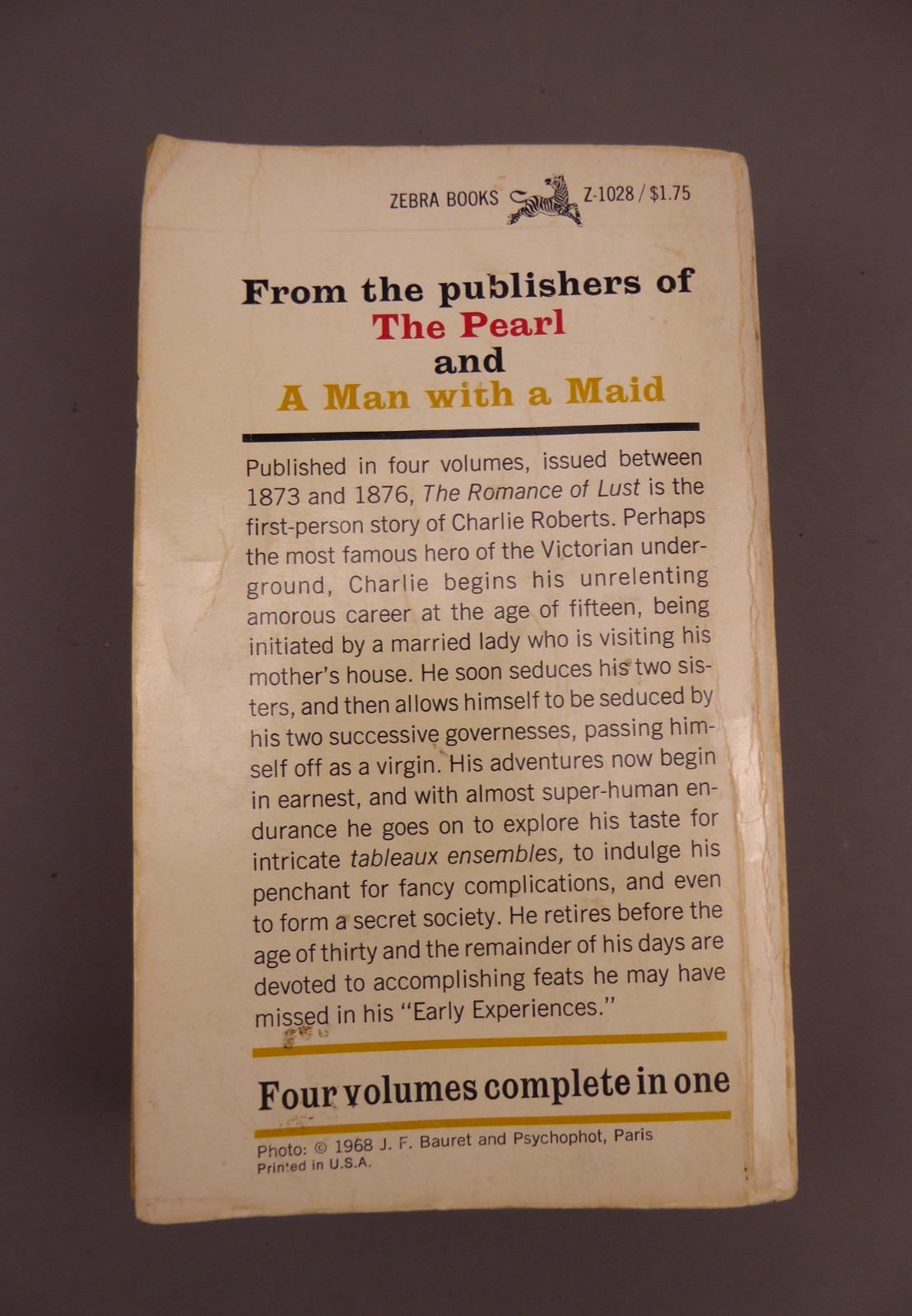 Romance of Lust or Early Experiences by Anonymous (Grove PB, 1968, 1st)