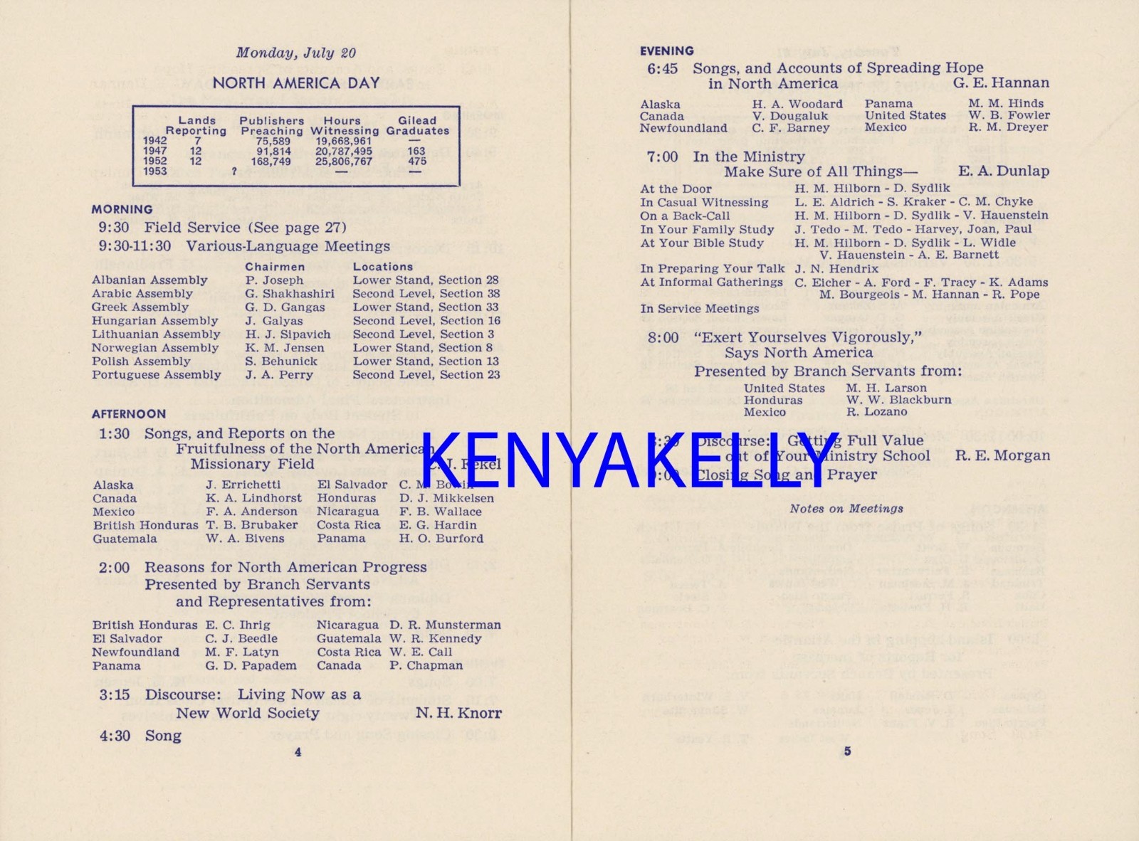 1953 New World Society Convention Program New York NY Watchtower Jehovah