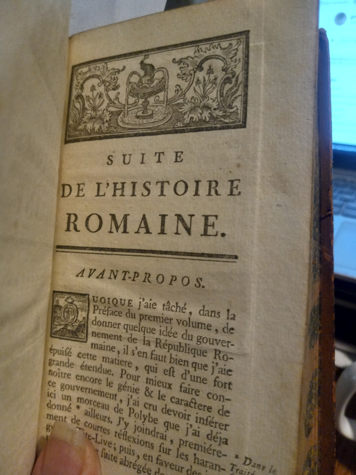 1782 HISTOIRE ROMAINE BY M ROLLIN FULL LEATHER VOLUME 2 ONLY, W/MAP OF ITALY!!