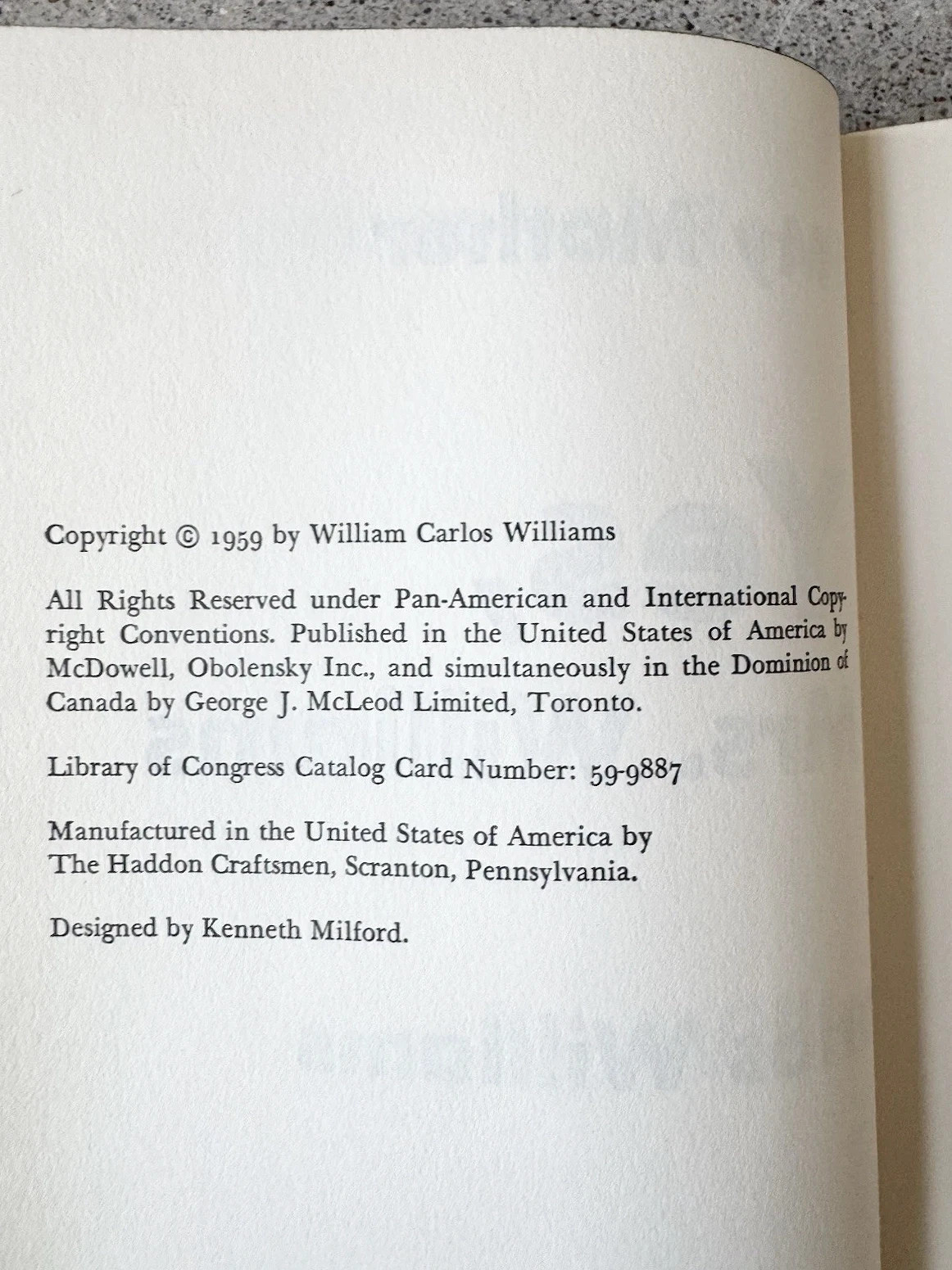 Yes, Mrs. Williams 1959 1st Ed William Carlos Williams Tarn Ex Libris