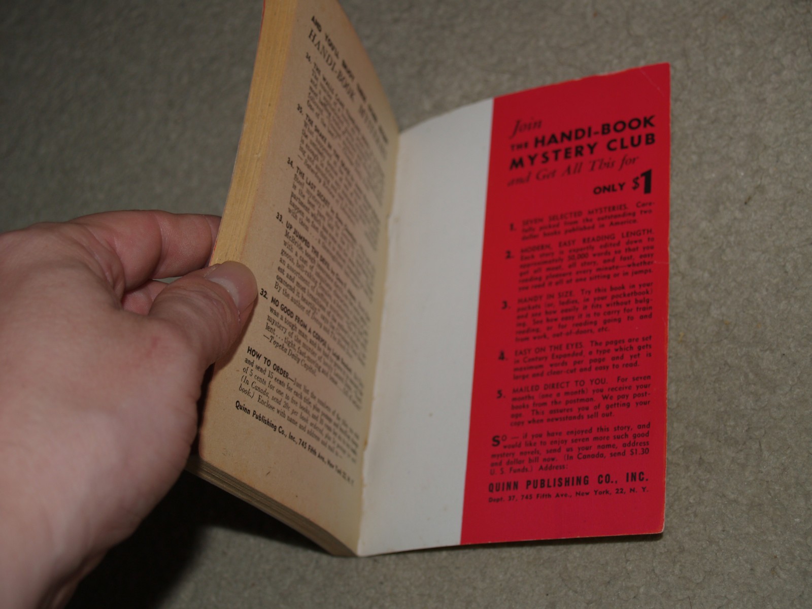THE DARK VOYAGE BY HUGH ADDIS 1945 RARE HANDI-BOOKS # 37 PULP ERA THRILLER