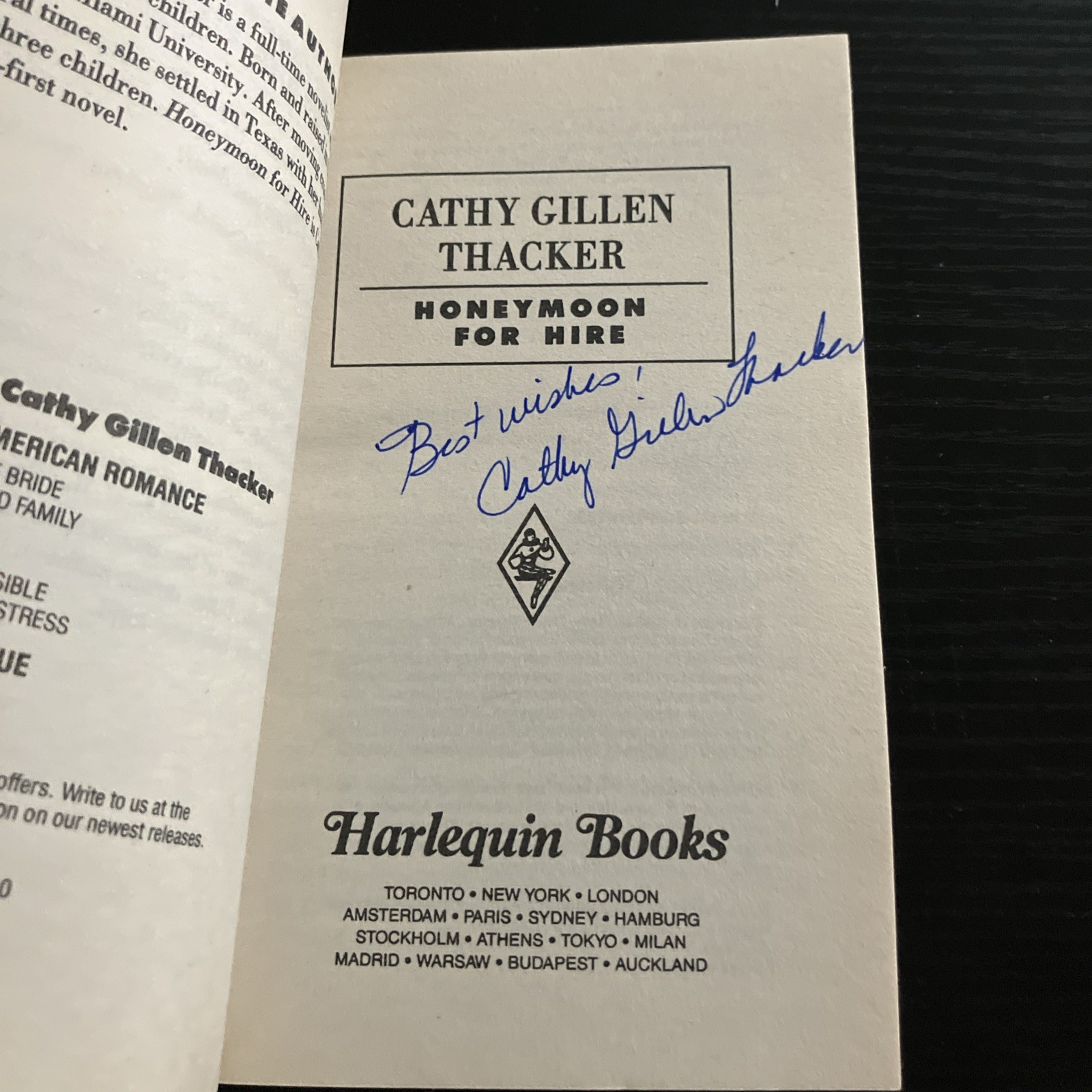 Cathy Gillen Thacker – Honeymoon for Hire (American Romance #472) – paperback