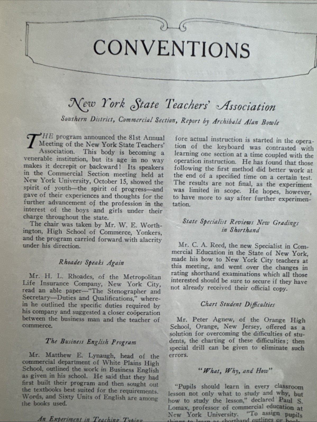 1927 The American Shorthand Teacher Subjects Typing Gregg Speed Tests