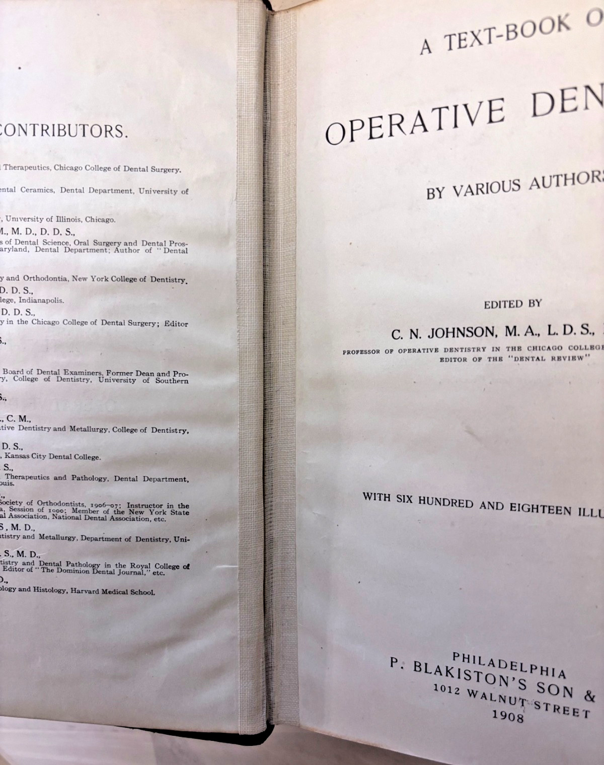 1908 Antique Medical Book Text-Book of Operative Dentistry C N Johnson Dental