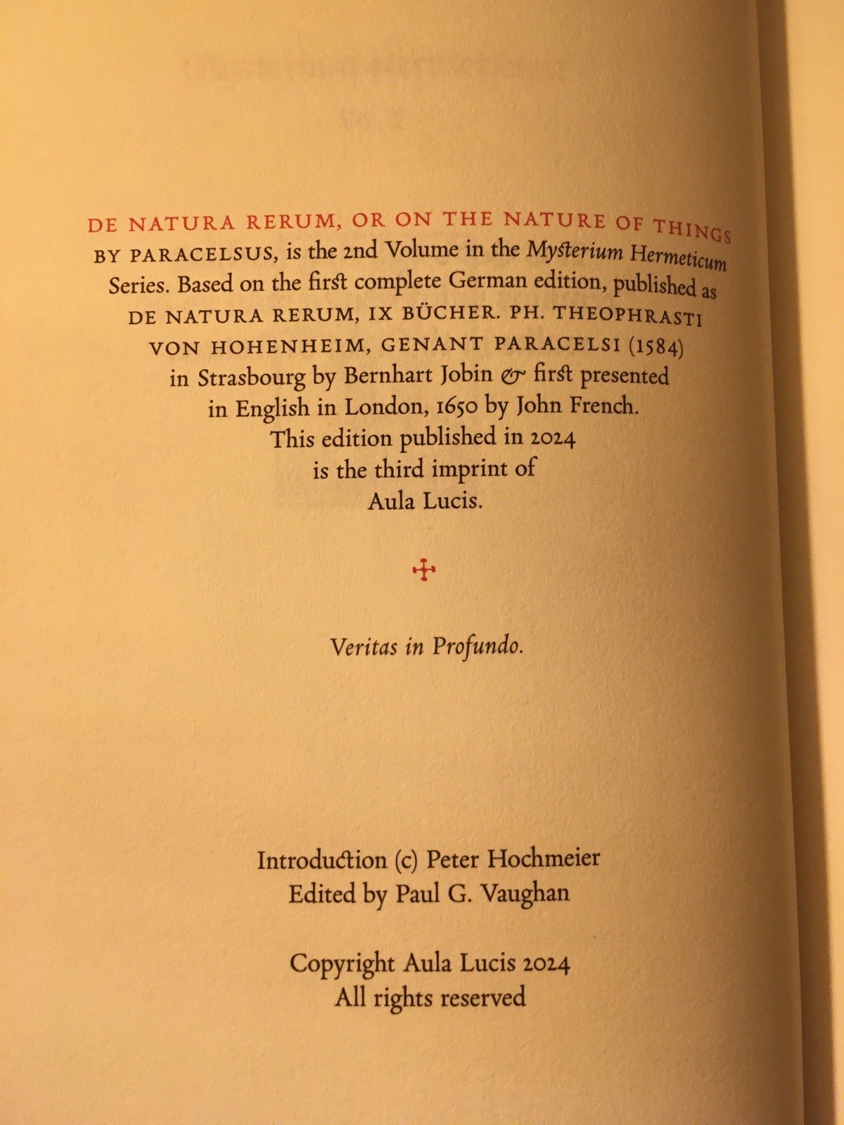 De Natura Rerum ~ Paracelsus THE NATURE OF THINGS OCCULT ALCHEMY WITCHCRAFT RARE