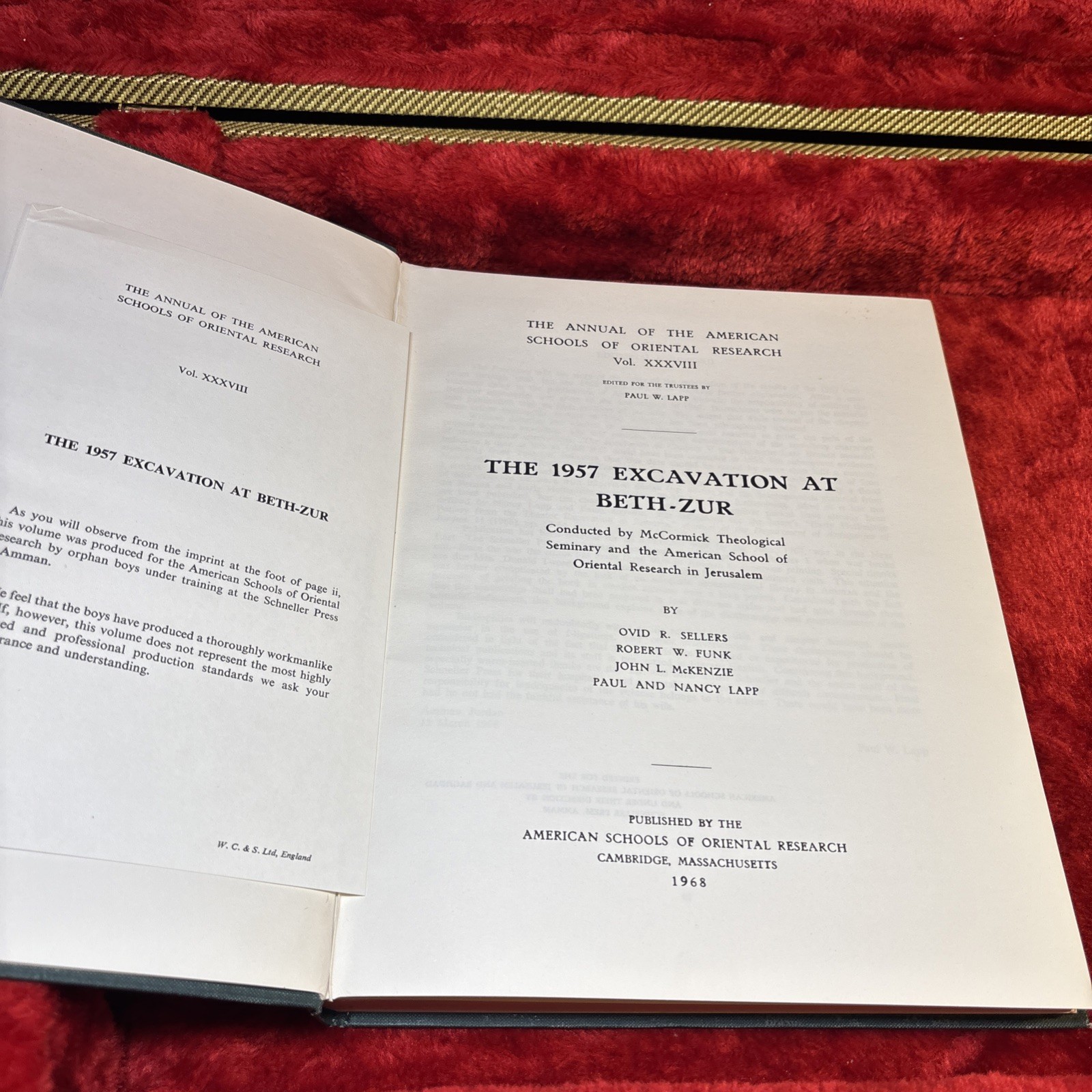 The 1957 Excavation at Beth-Zur Sellers Funk Lapp AASOR Vol 38 Archaeology 1968