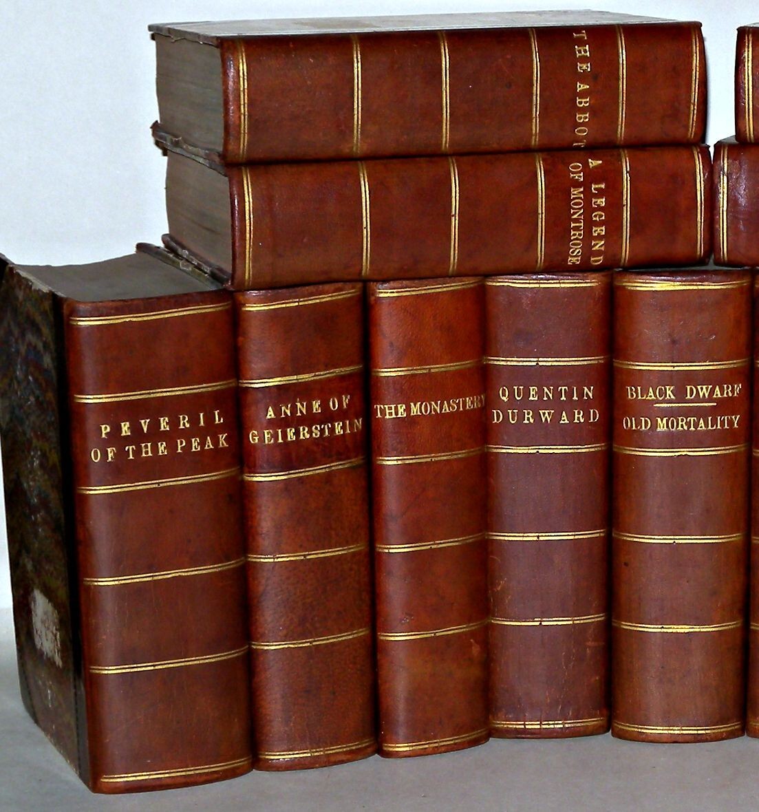 14 Waverley Novels 1830s Walter Scott Robert Cadell Leather Spine HB Collection