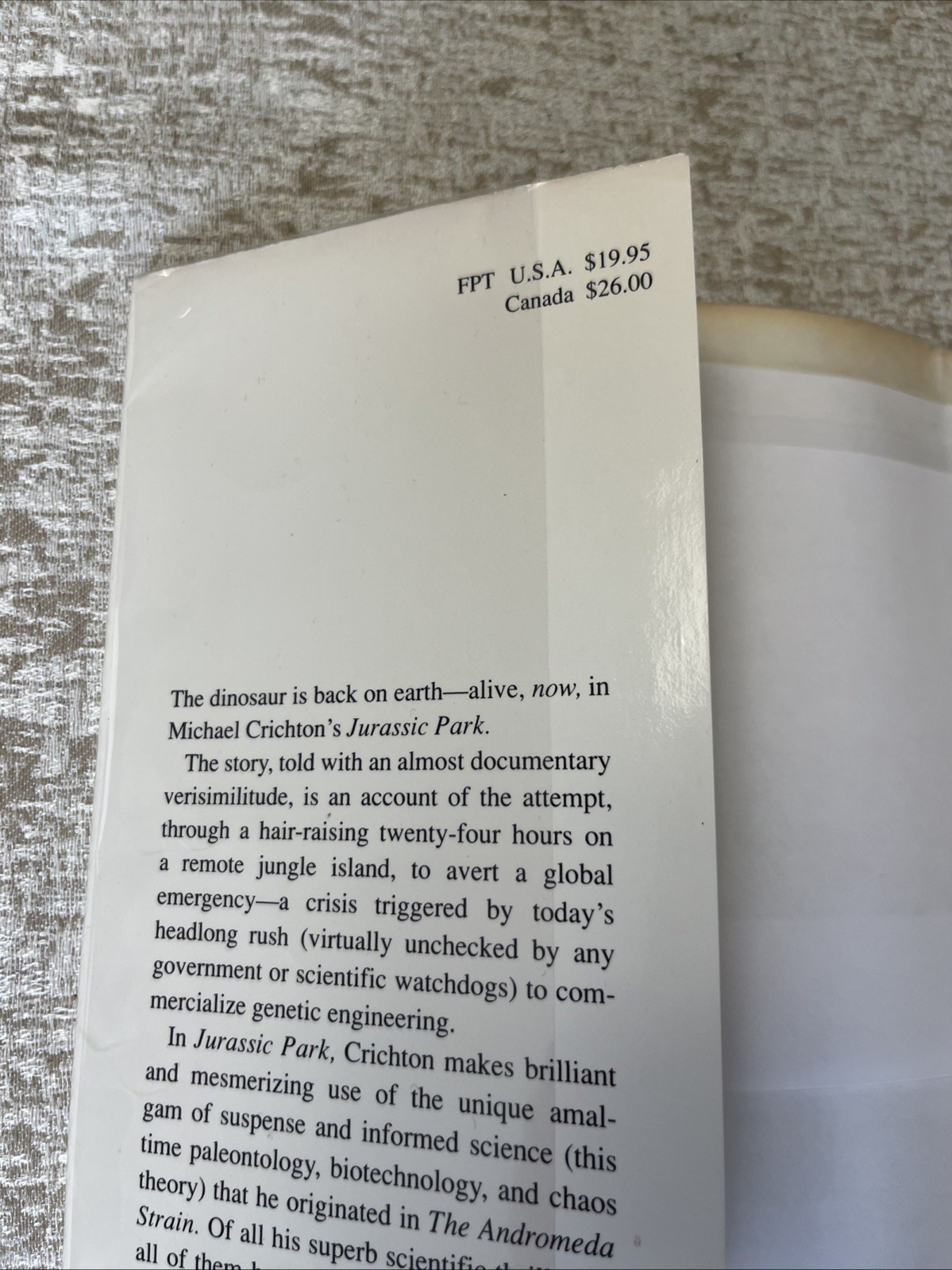 Jurassic Park, Michael Crichton. Knopf 1990. First Printing.