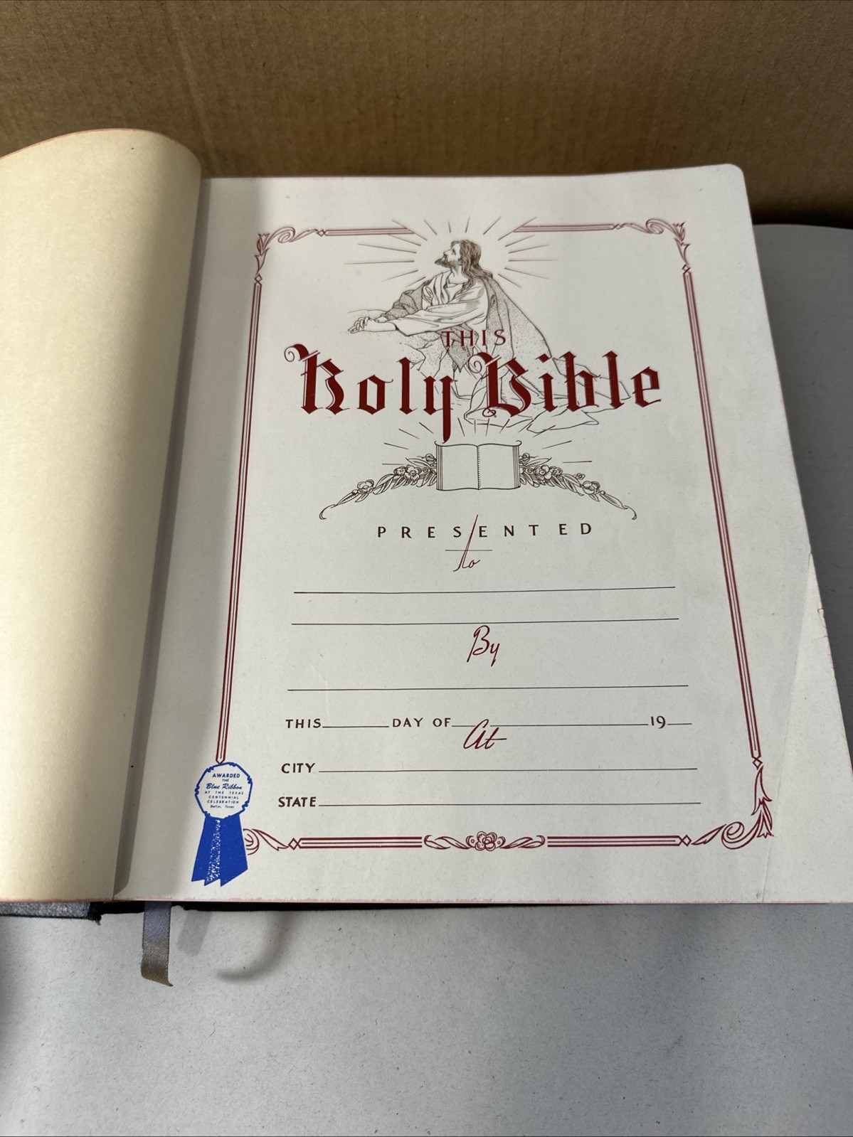 Vintage 1951 Blue Ribbon New Standard Reference Bible Hertel Red Letter Edition