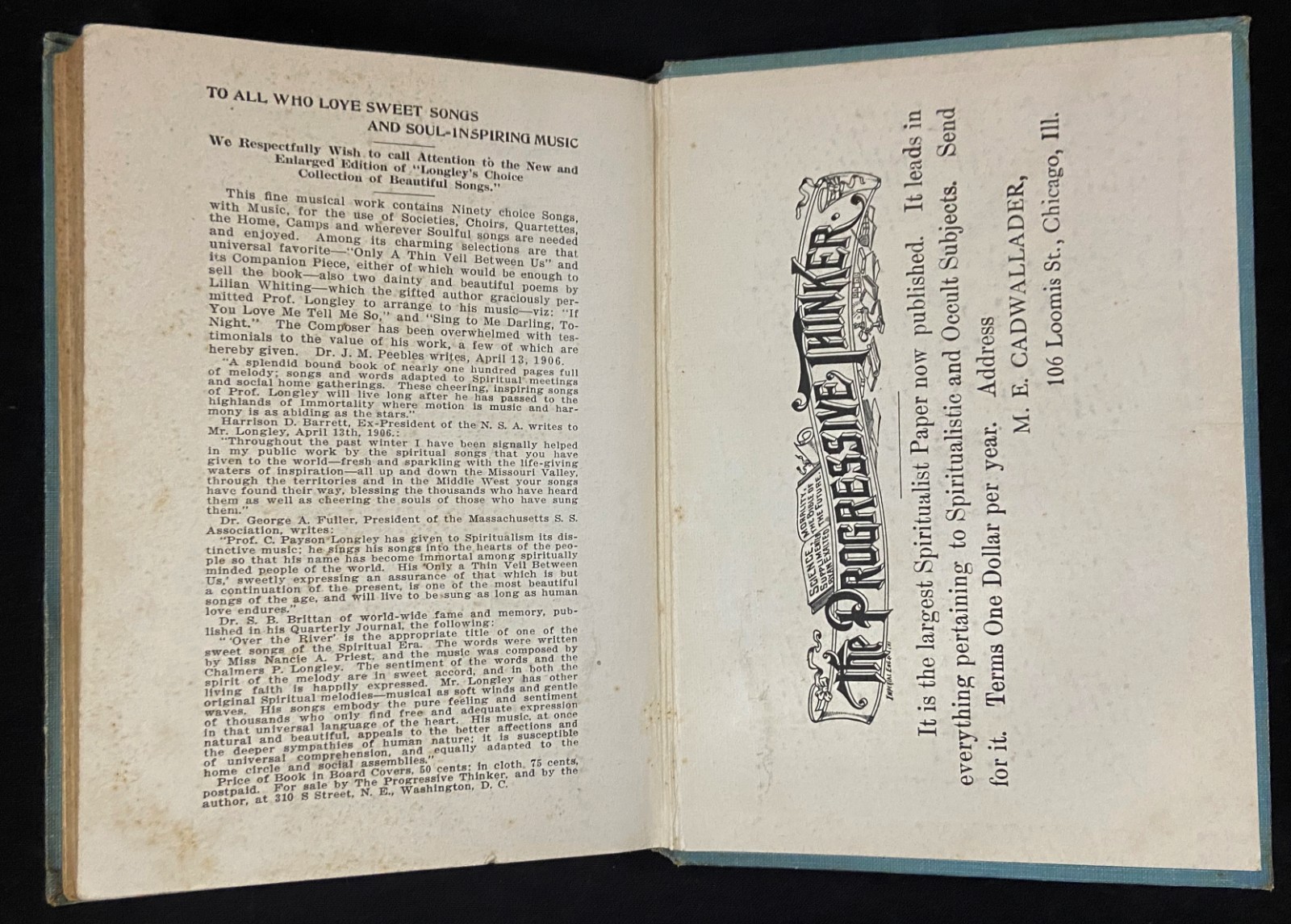 1908 TEACHINGS & ILLUSTRATIONS FROM THE SPIRIT WORLD Spiritualism LONGLEY Occult