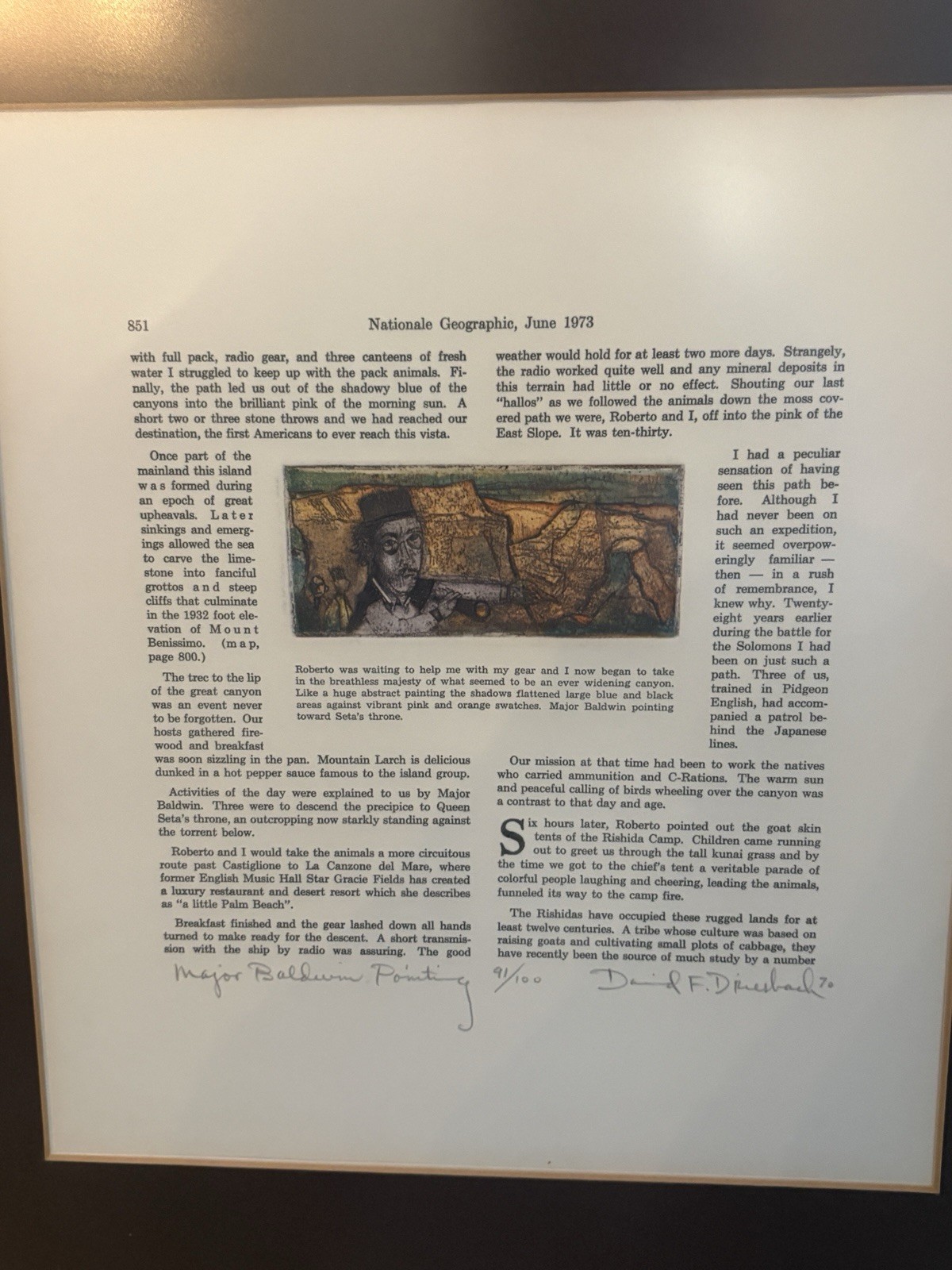Vintage Signed Limited Edition “Major Baldwin Pointing 91/100 David F Driesbach