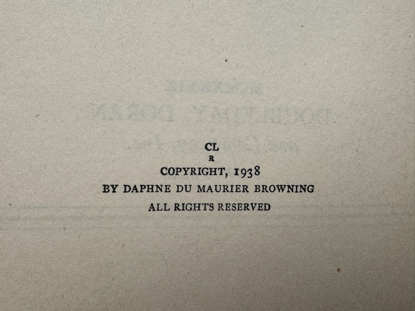 DAPHNE DU MAURIER REBECCA DOUBLEDAY DORAN 1938