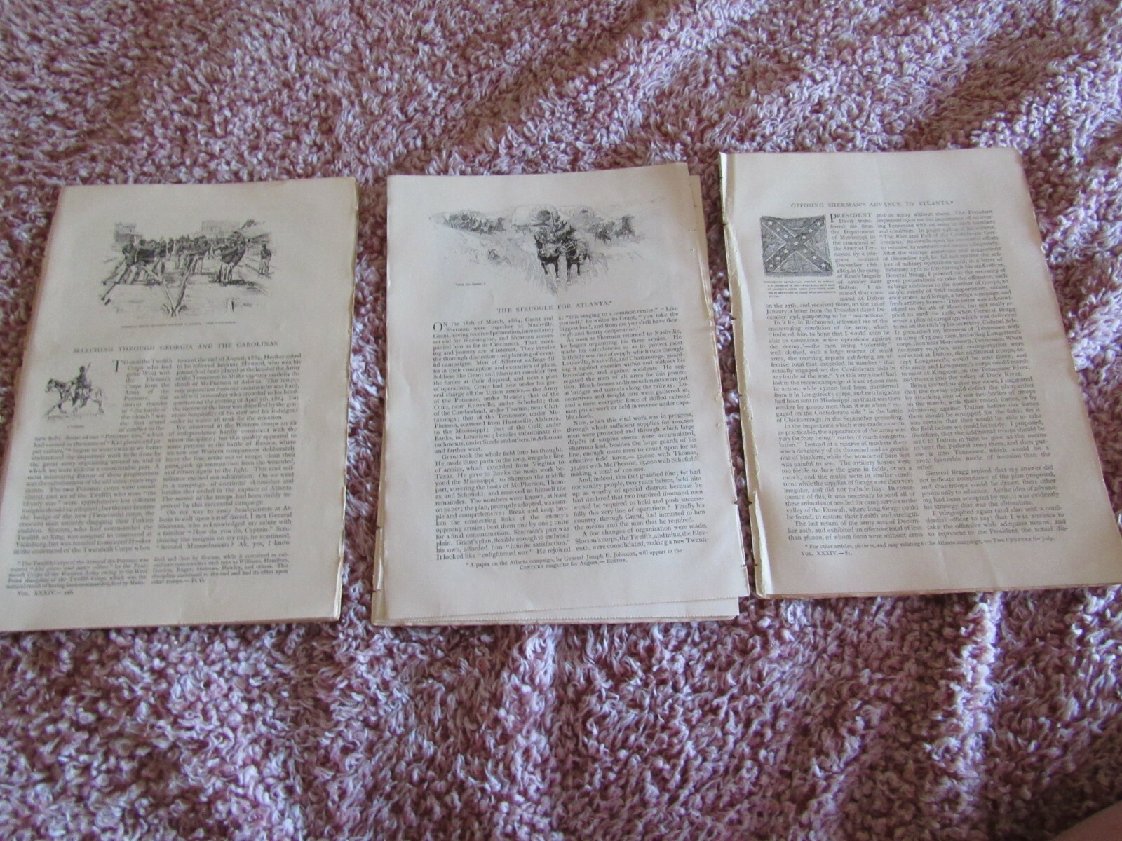 Lot 6-Antique Articles-Illustrated-1887-Civil War-Georgia-Atlanta-Bentonville