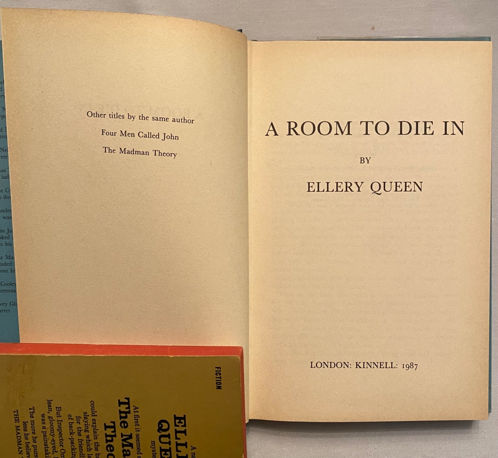 Jack Vance as Ellery Queen A Room To Die In Kinnell 1987 1st UK HC DJ