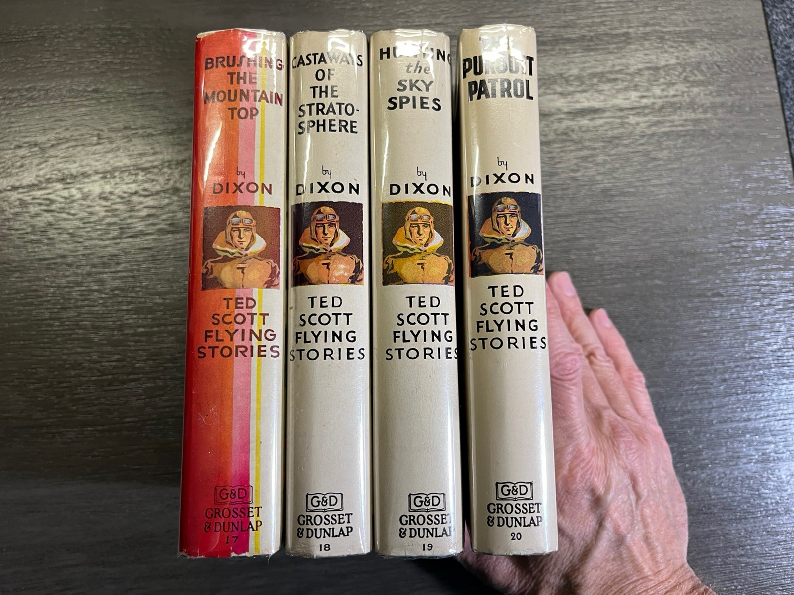“Ted Scott Flying Stories” Lot #-13,15-20 Franklin W. Dixon Illus. HC DJs Exc!