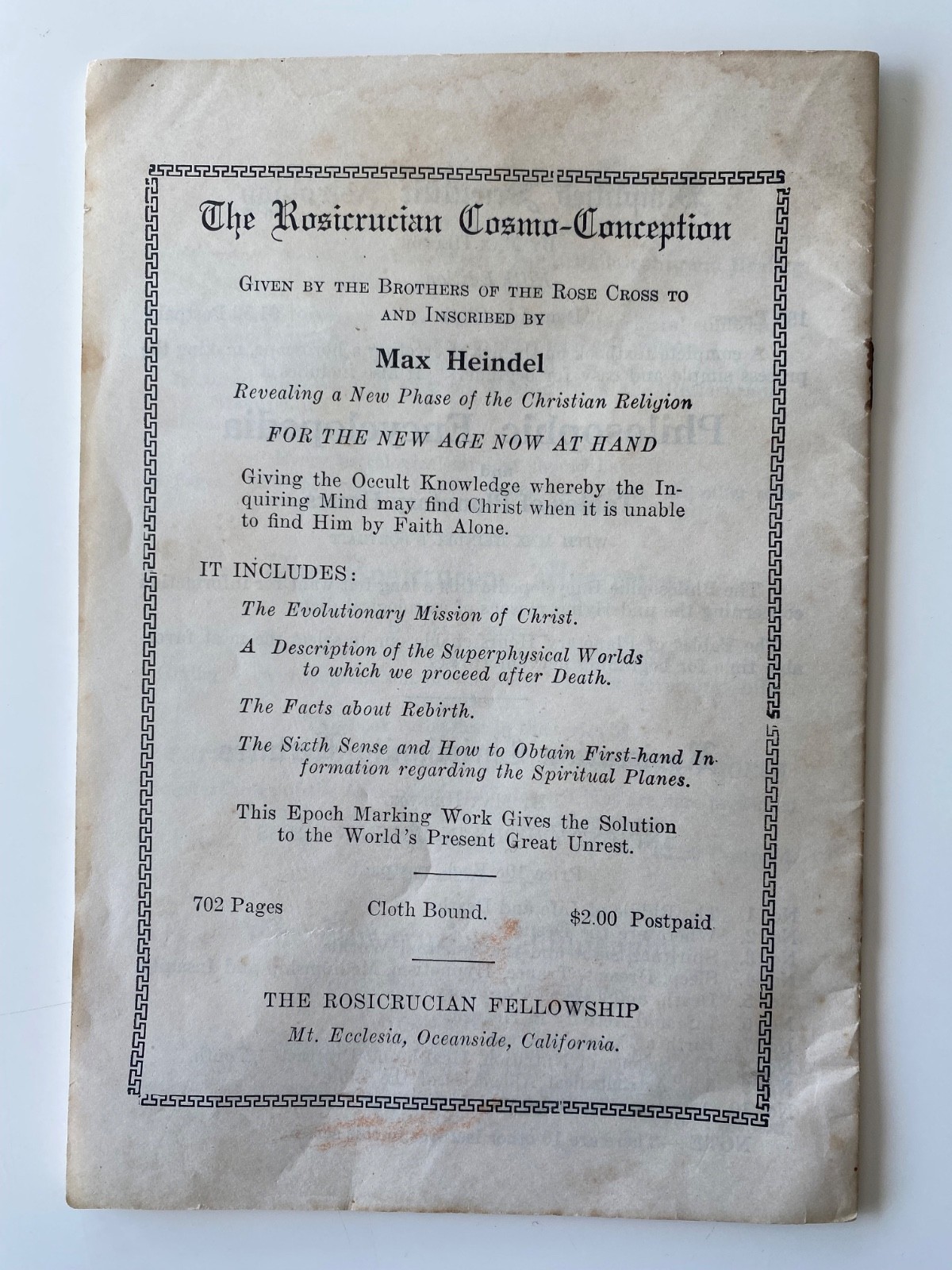 Simplified Scientific EPHEMERIS 1891 : Max Heindel 1918 : Rosicrucian Fellowship