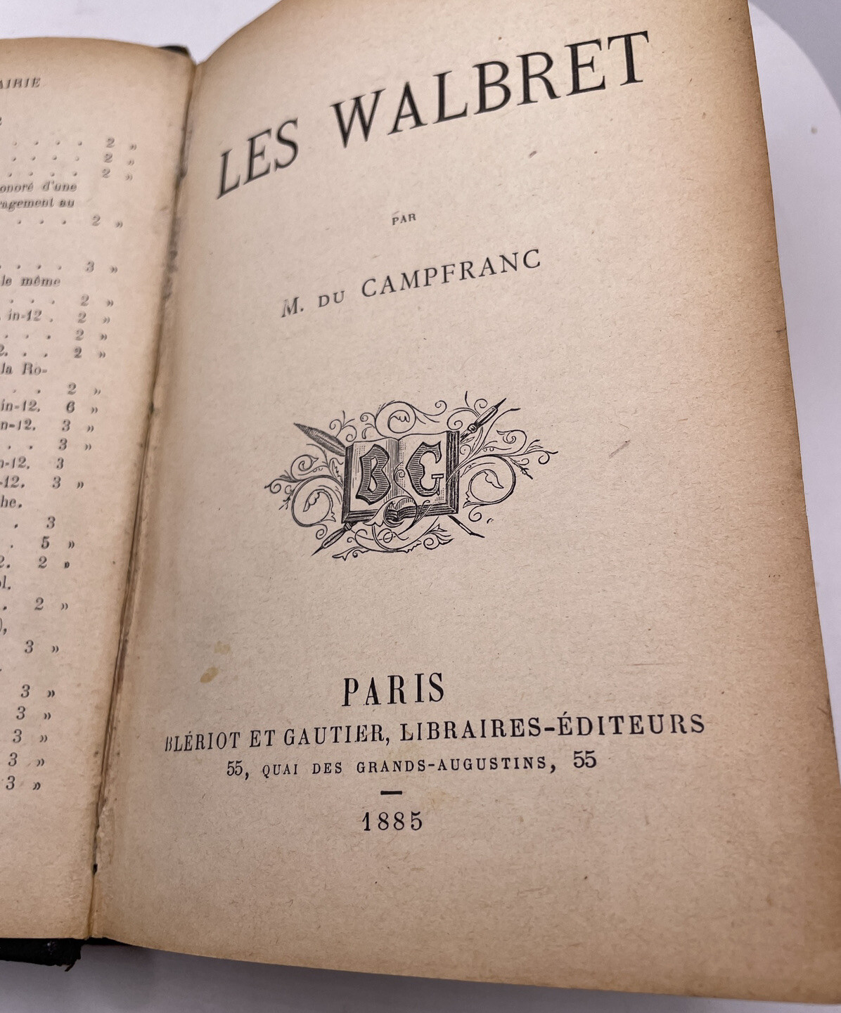Antique French Book 1885 M du Camp franc Les Walbret